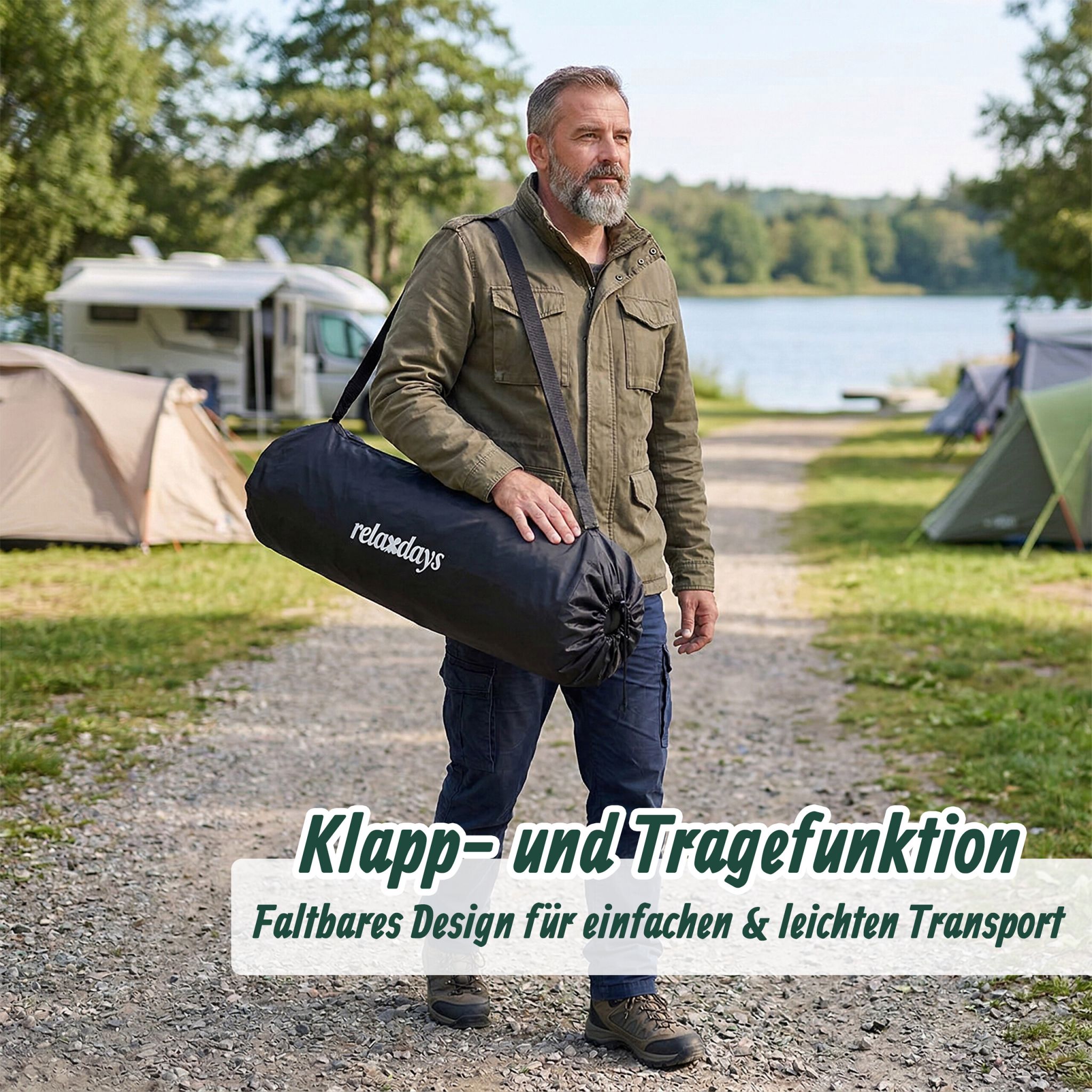 Faltbare Camping Bank für 2 Personen Schwarz