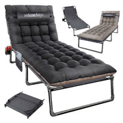 Campingbett klappbar 250kg Schwarz-Grau von Relaxdays