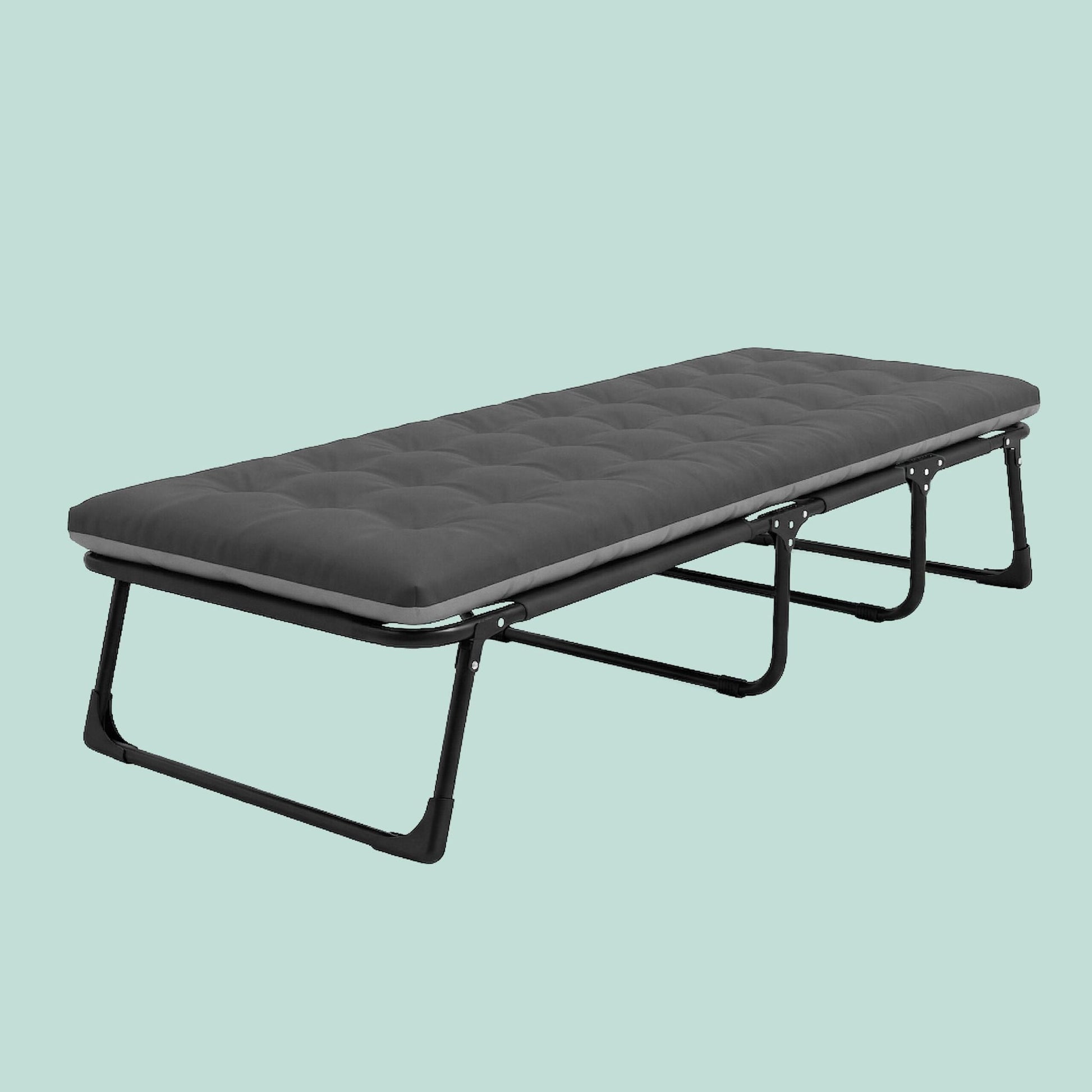 Campingbett klappbar 250kg Schwarz-Grau von Relaxdays