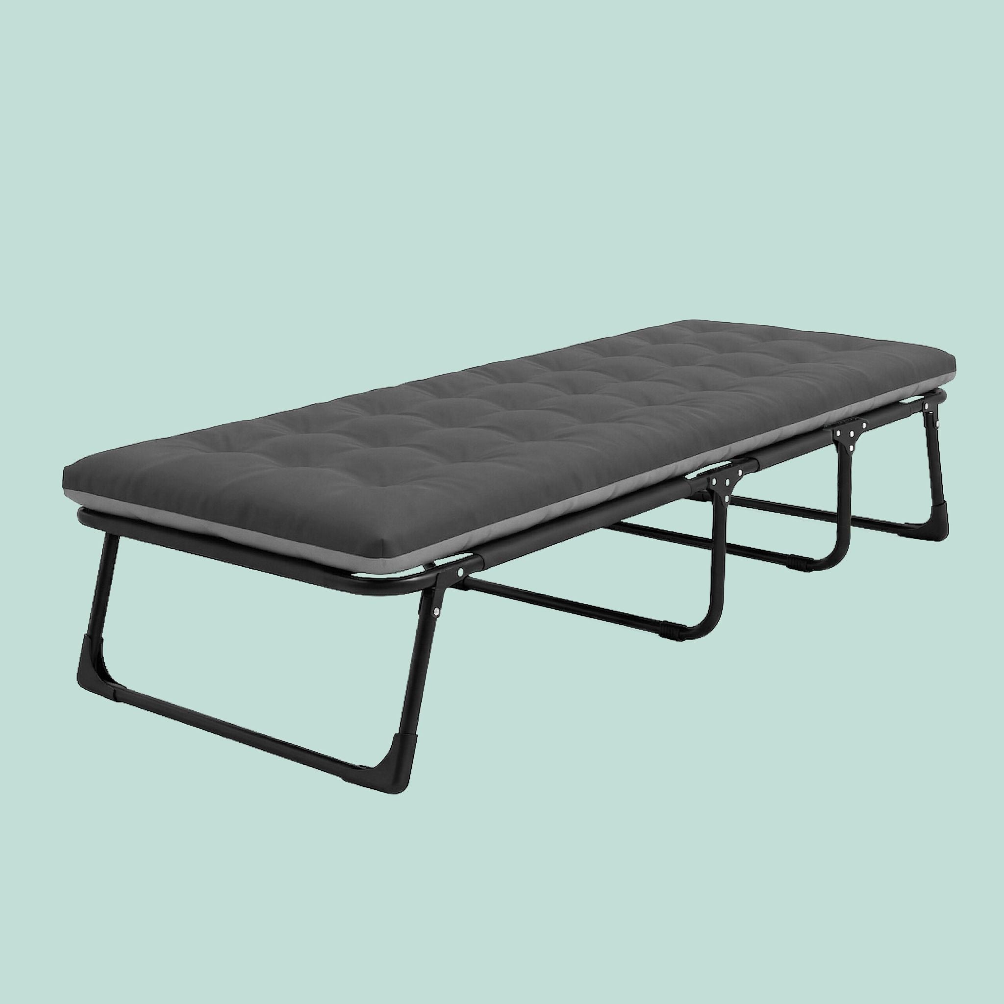 Campingbett klappbar 250kg Schwarz-Grau von Relaxdays