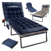 Campingbett klappbar 250kg Blau-Schwarz von Relaxdays