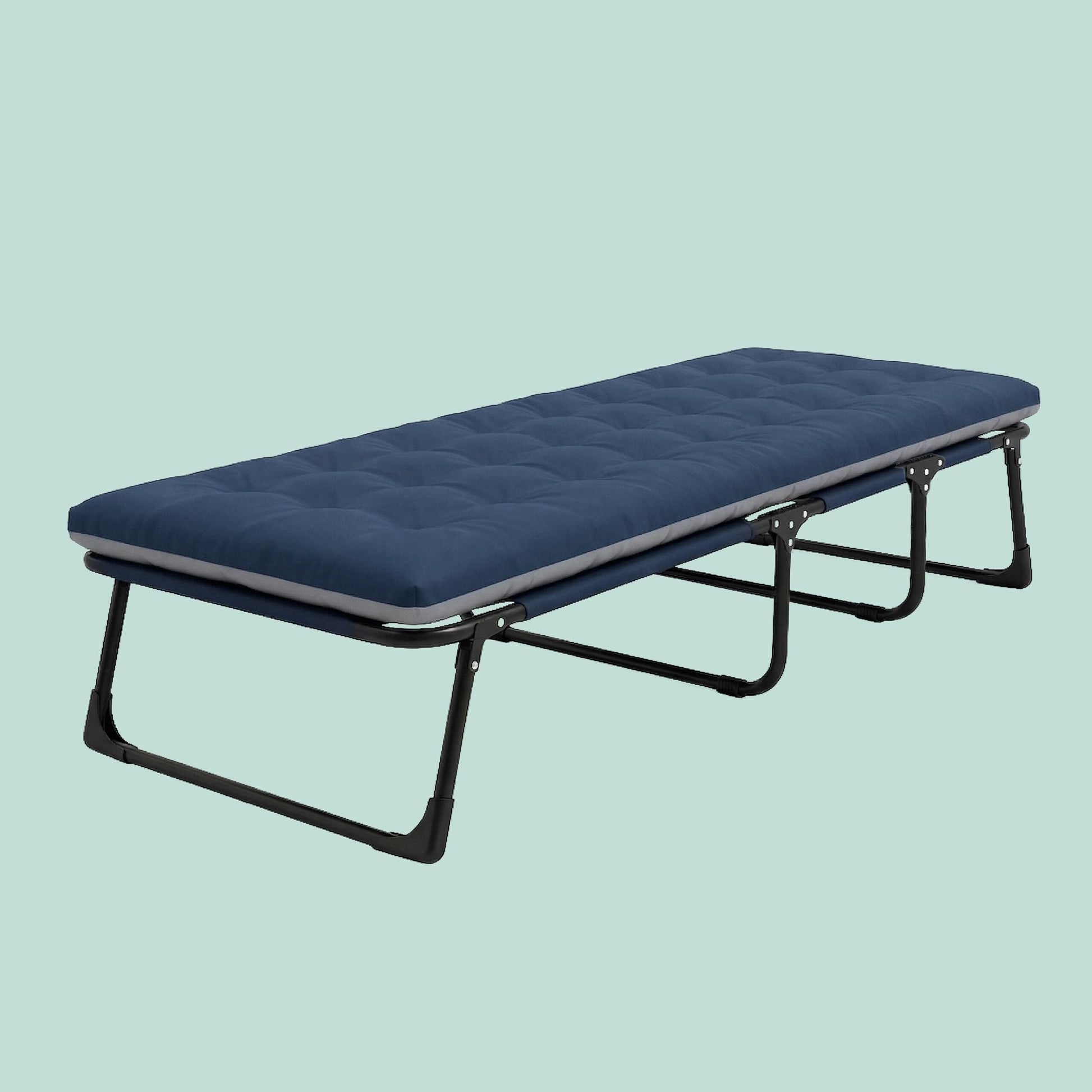 Campingbett klappbar 250kg Blau-Schwarz von Relaxdays