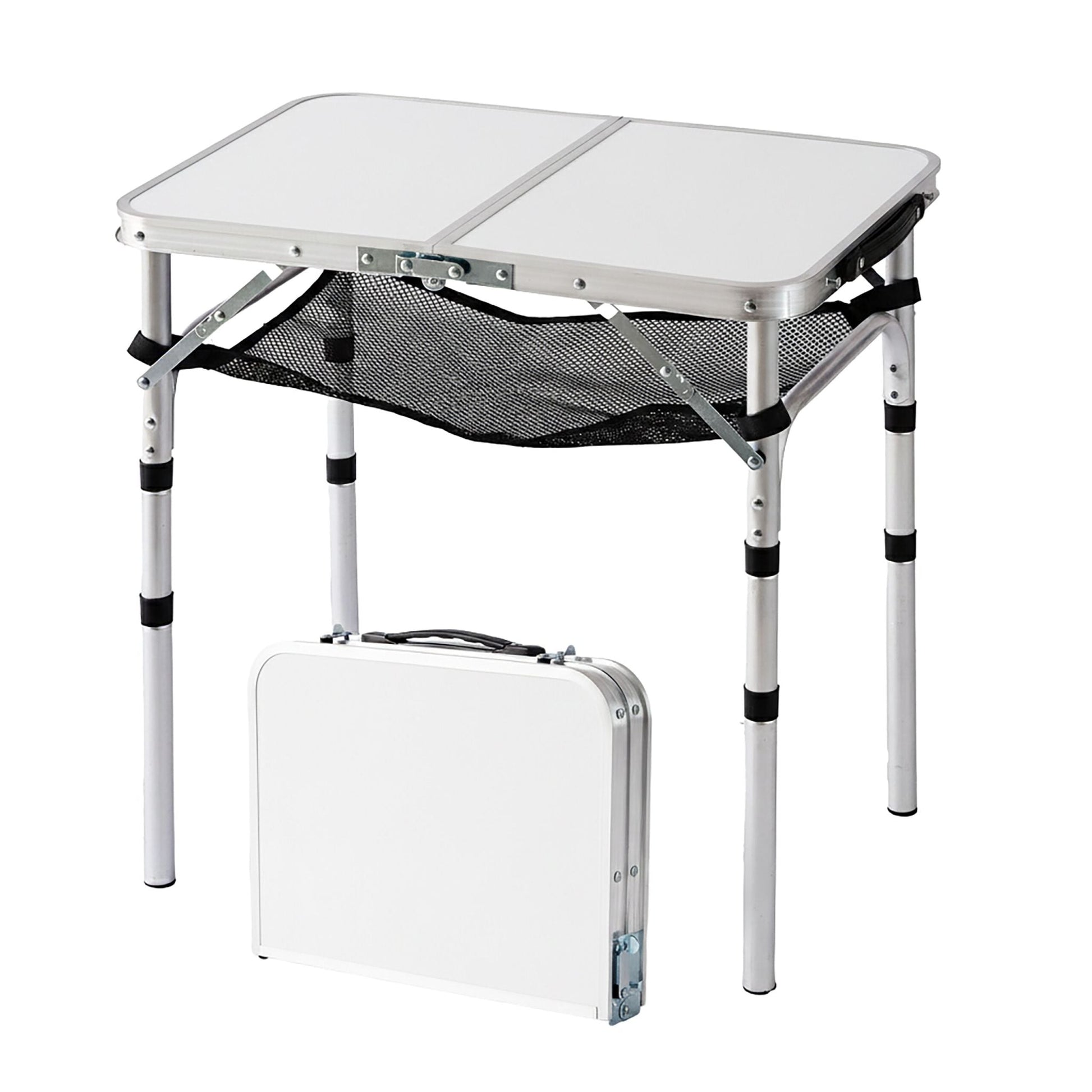 Campingtisch klappbar Weiss-Schwarz-Silber von Relaxdays