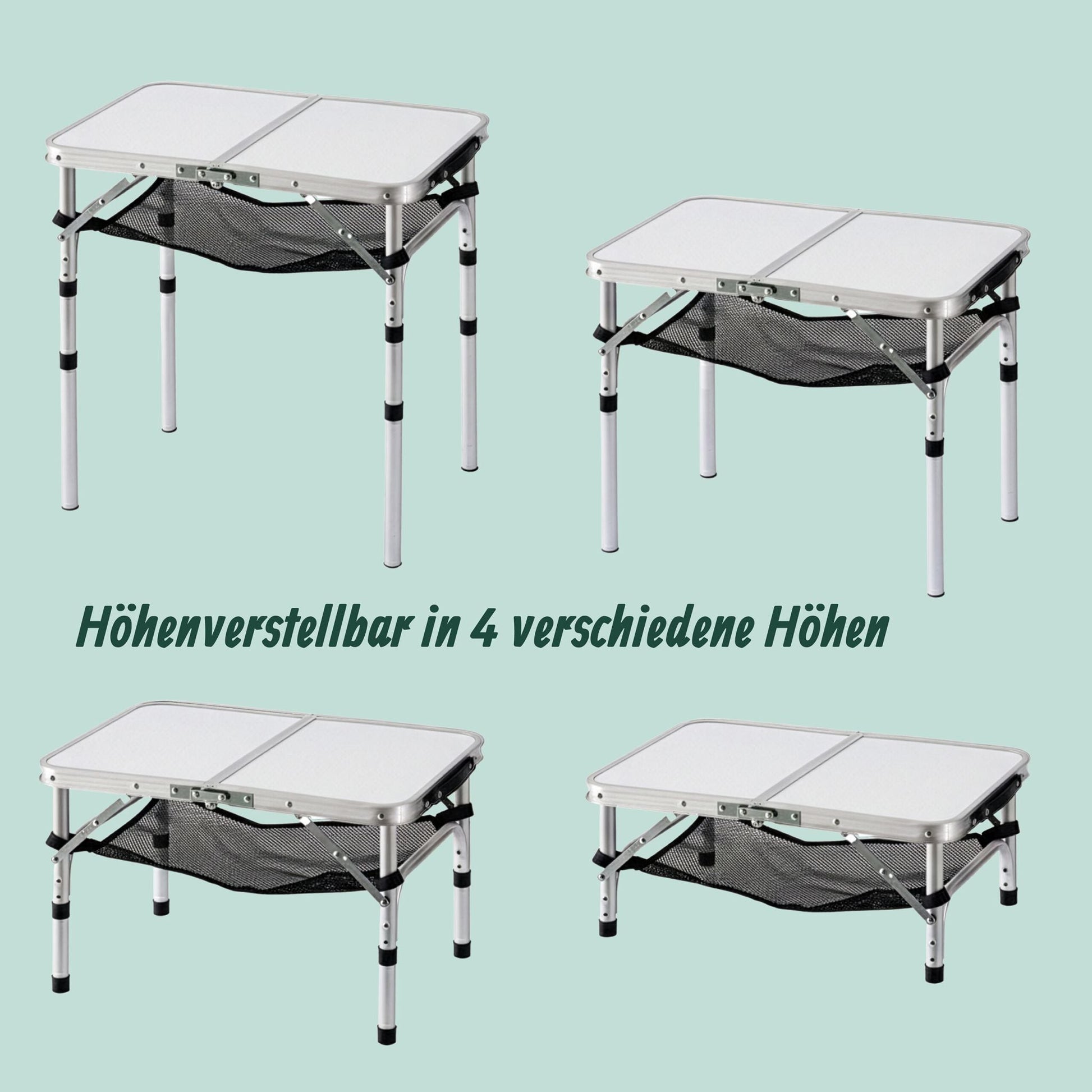 Campingtisch klappbar Weiss-Schwarz-Silber von Relaxdays