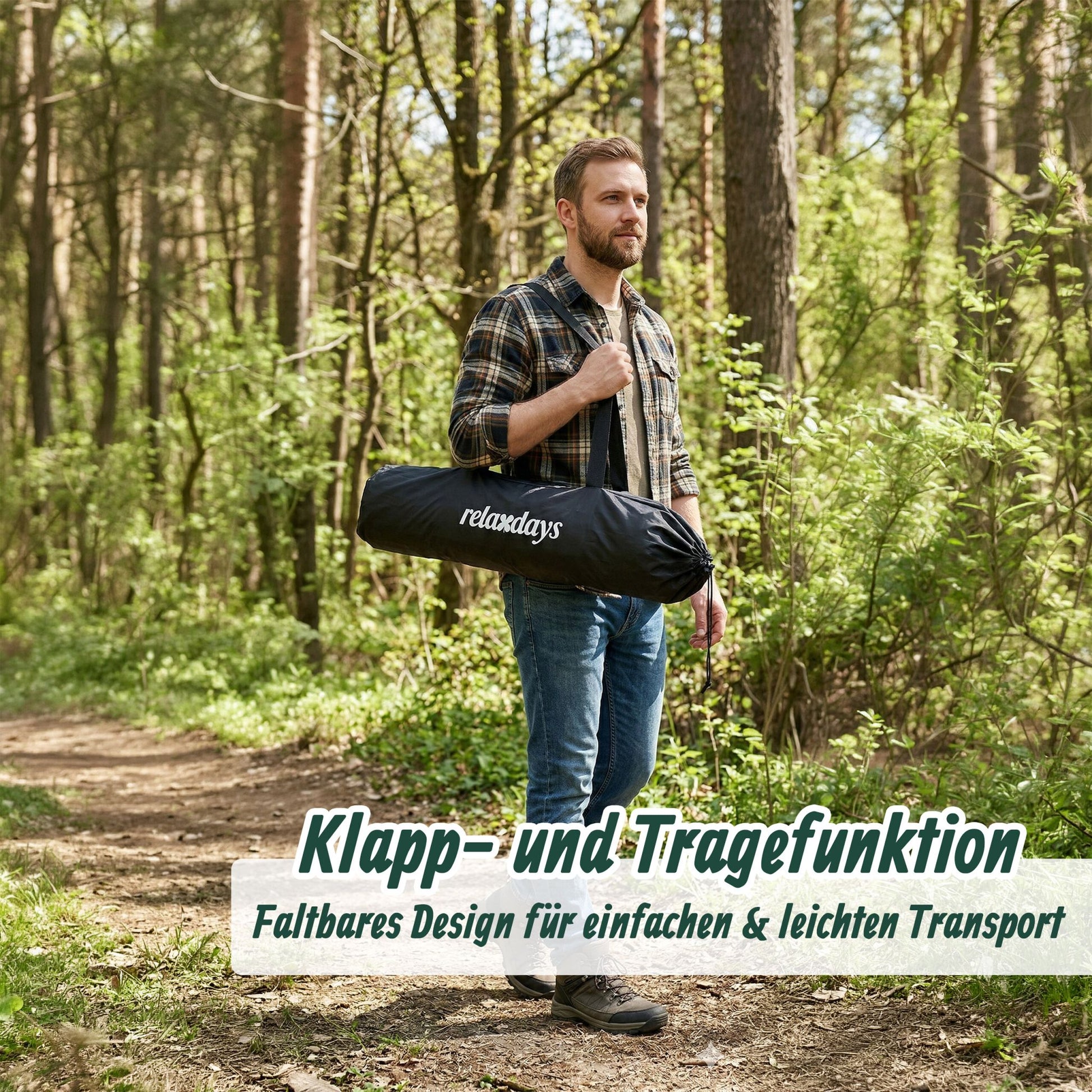 Faltbarer Strandstuhl mit Getränkehalter Weiss-Grün-Silber von Relaxdays