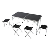 Campingtisch mit 4 Hockern Schwarz-Silber von Relaxdays