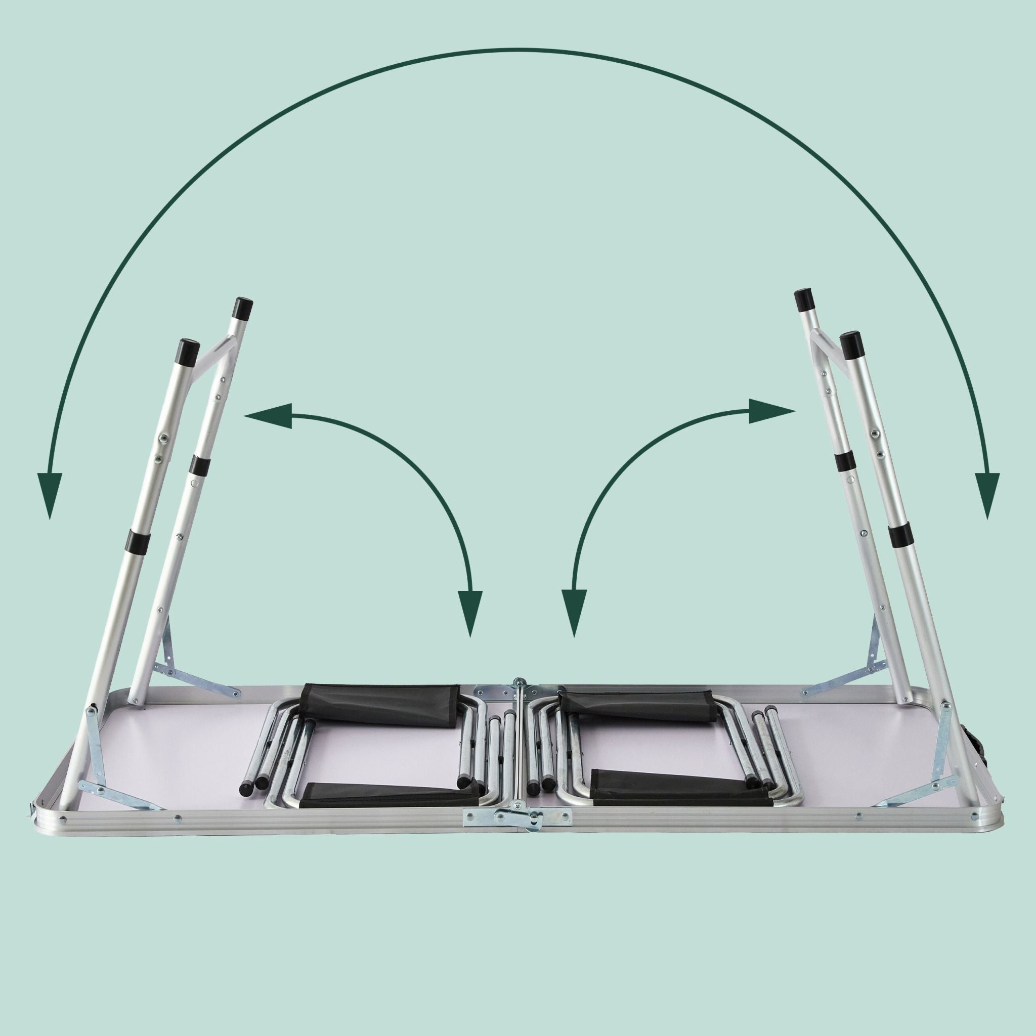 Campingtisch mit 4 Hockern Schwarz-Silber von Relaxdays