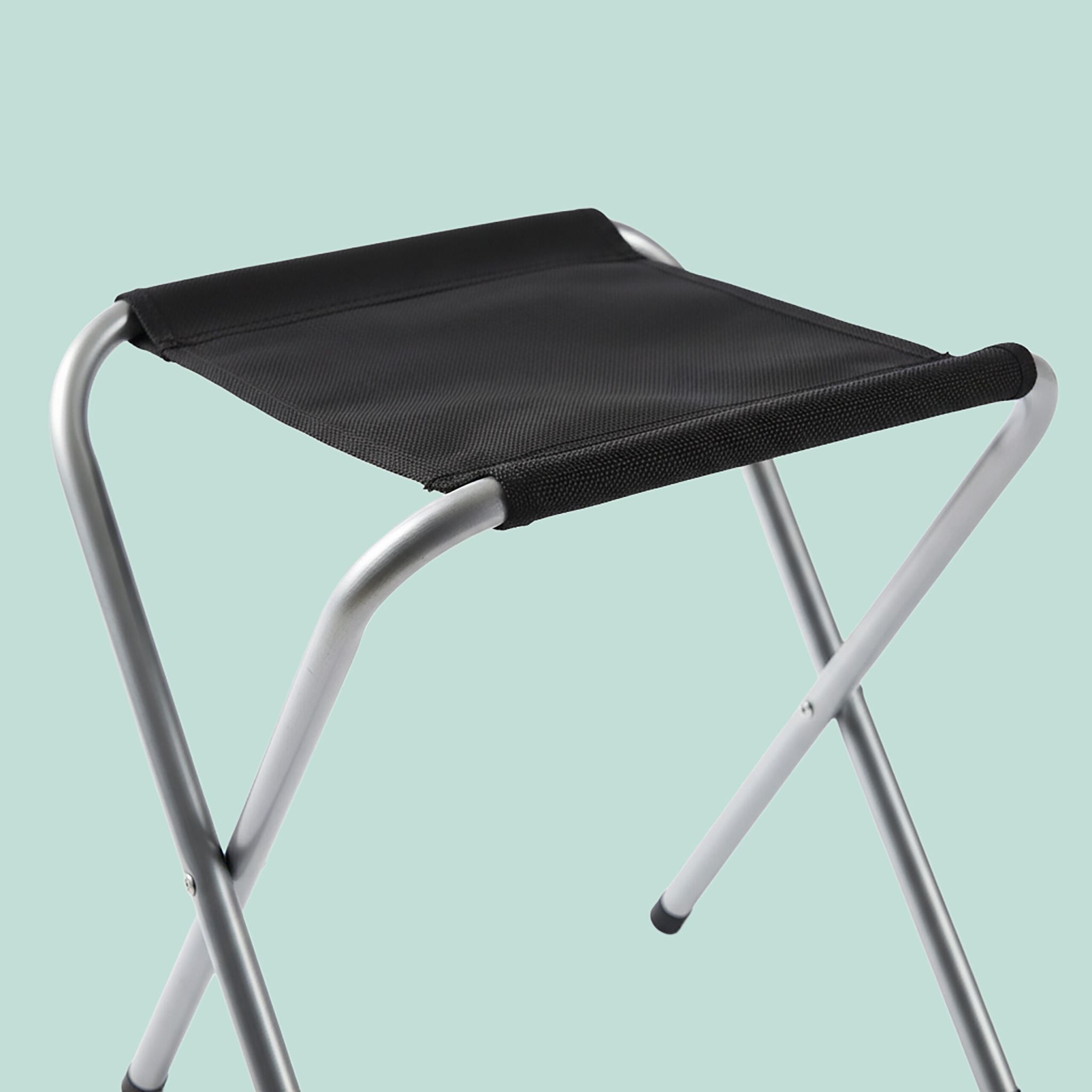 Campingtisch mit 4 Hockern Schwarz-Silber von Relaxdays