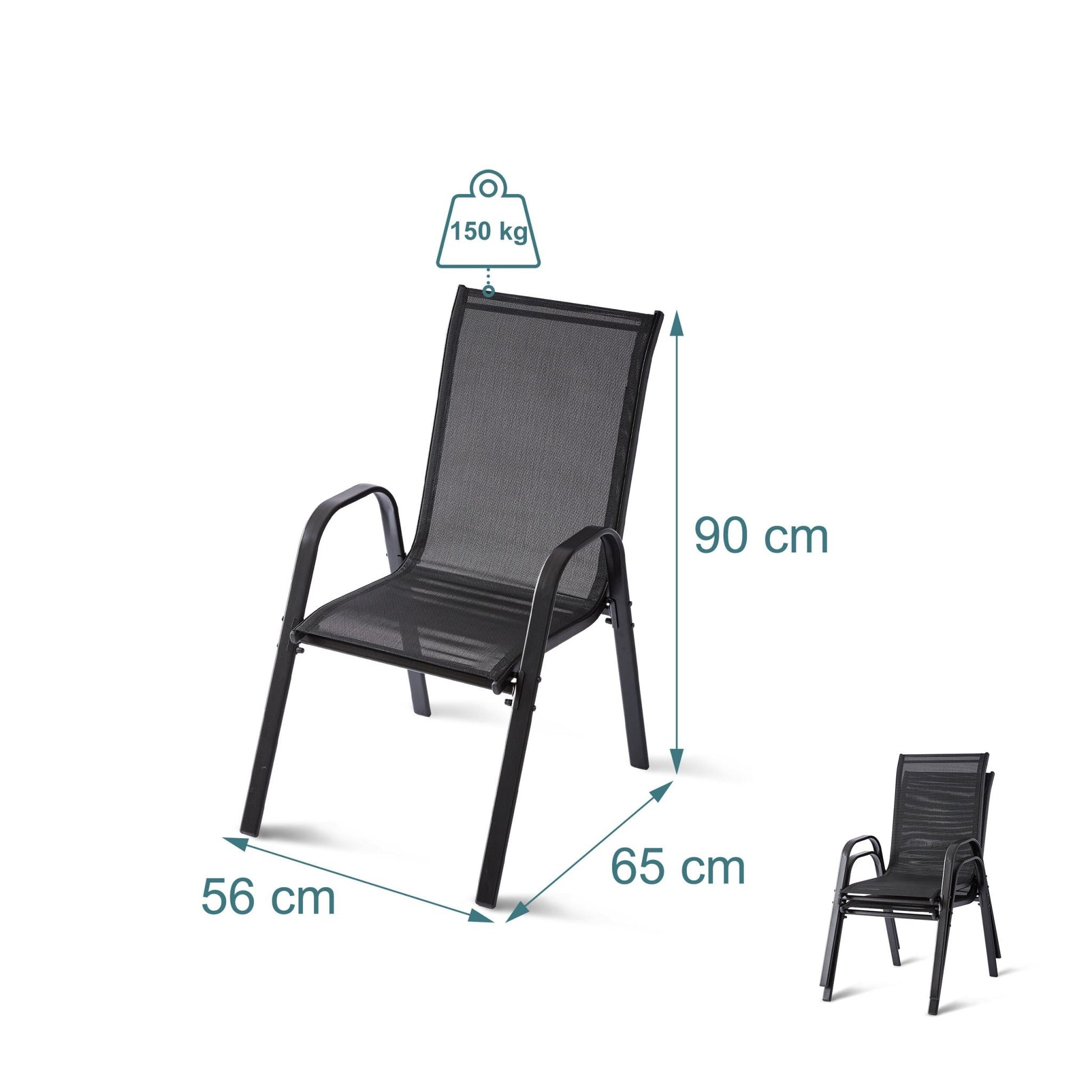 Gartenstühle Hochlehner-Set Anthrazit von Relaxdays
