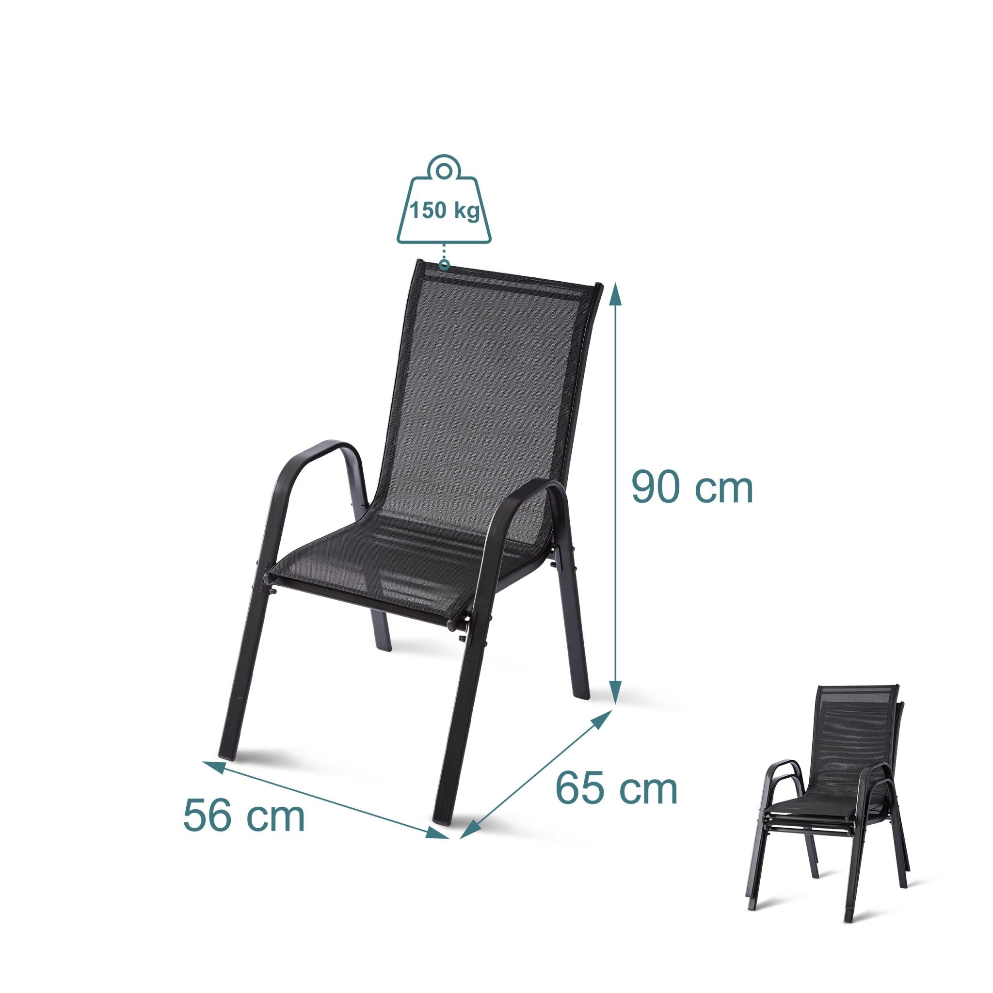 Gartenstühle Hochlehner-Set Anthrazit von Relaxdays