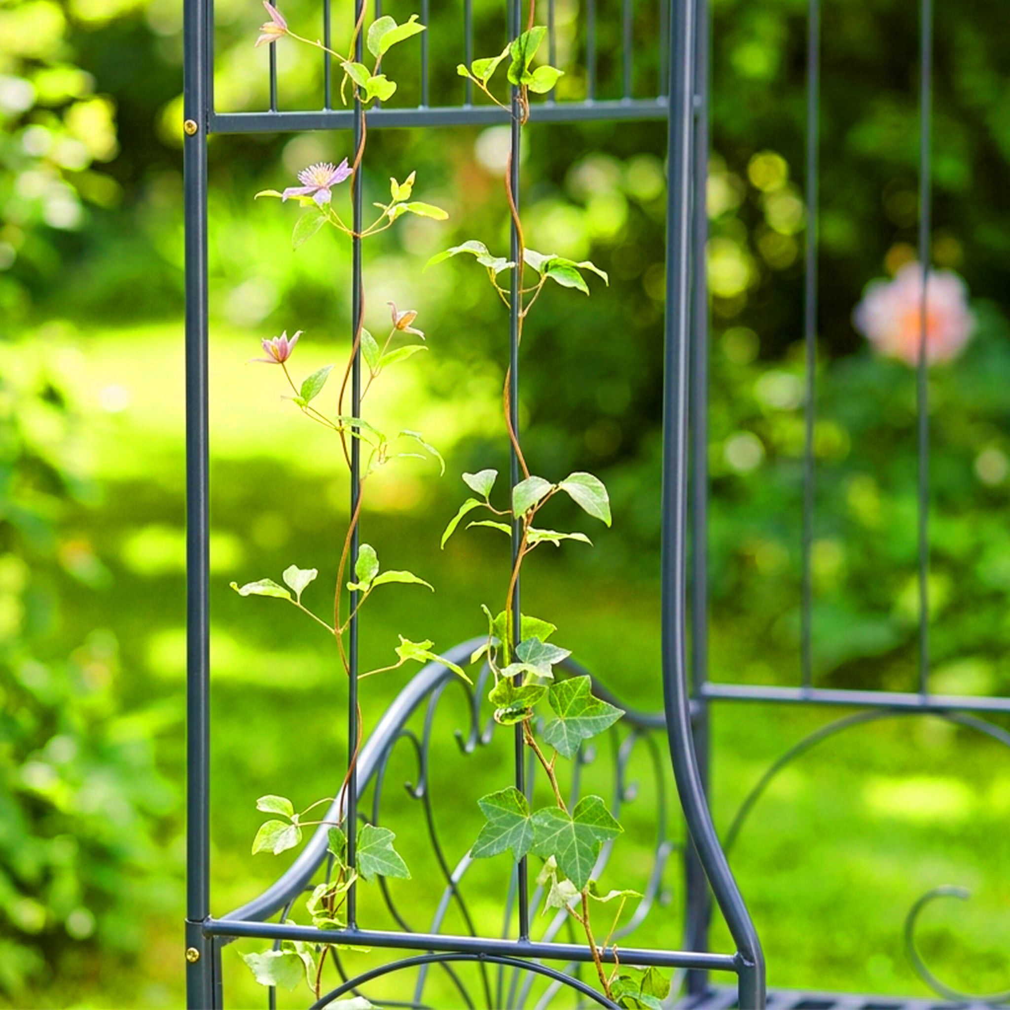 Rosenbogen mit Gartenbank Schwarz von Relaxdays