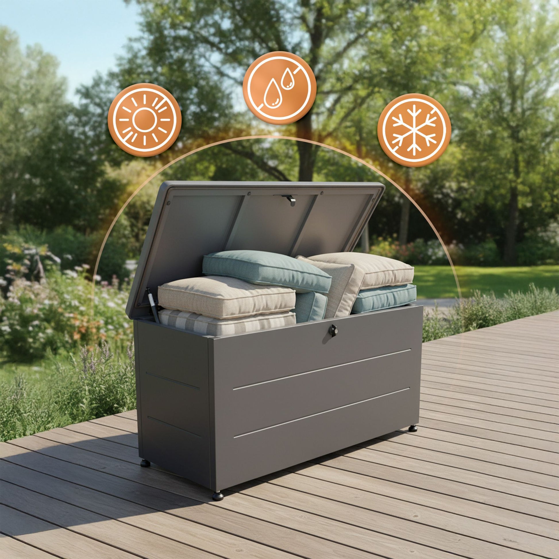 Gartenbox Sitzpolster Schwarz von Relaxdays