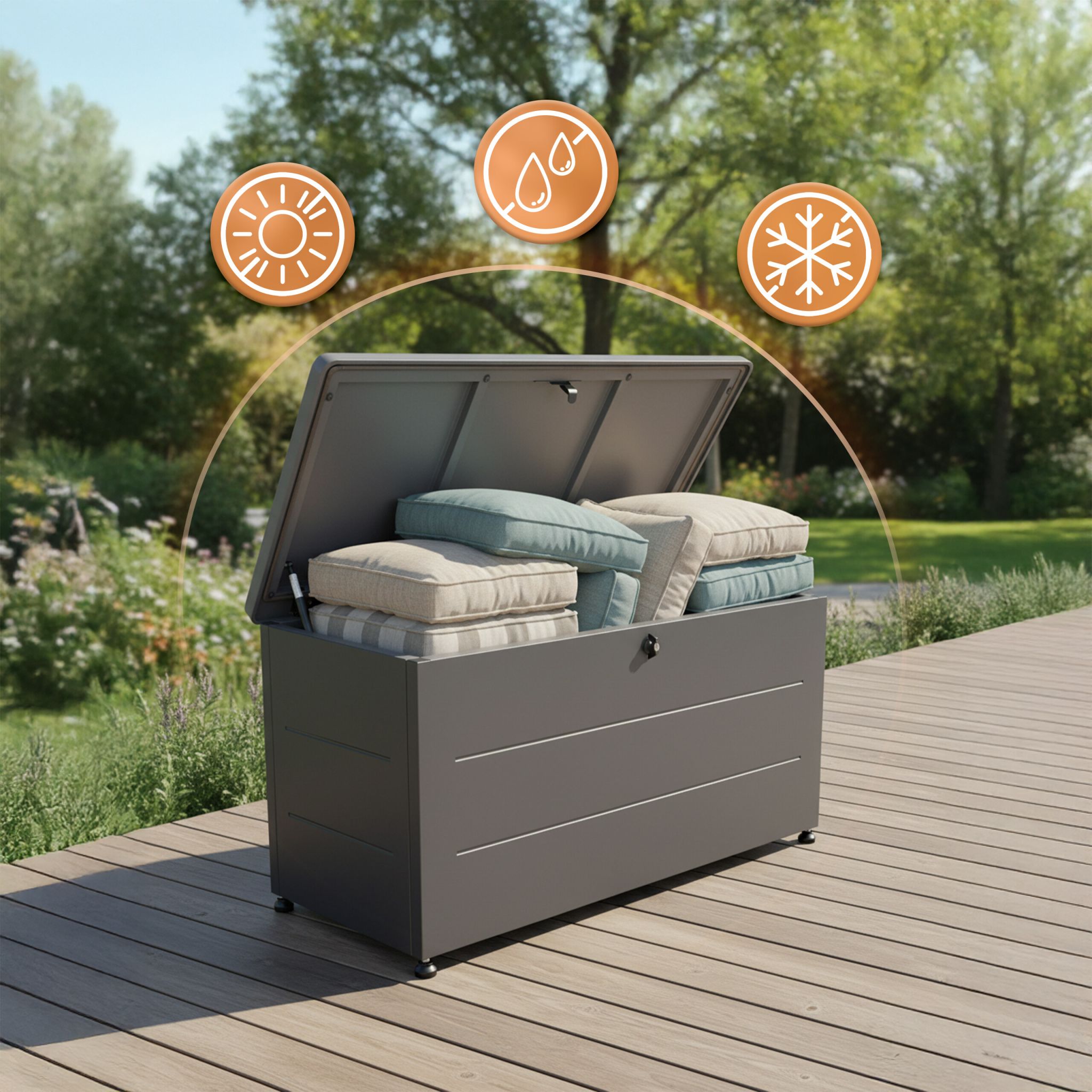 Gartenbox Sitzpolster Schwarz von Relaxdays