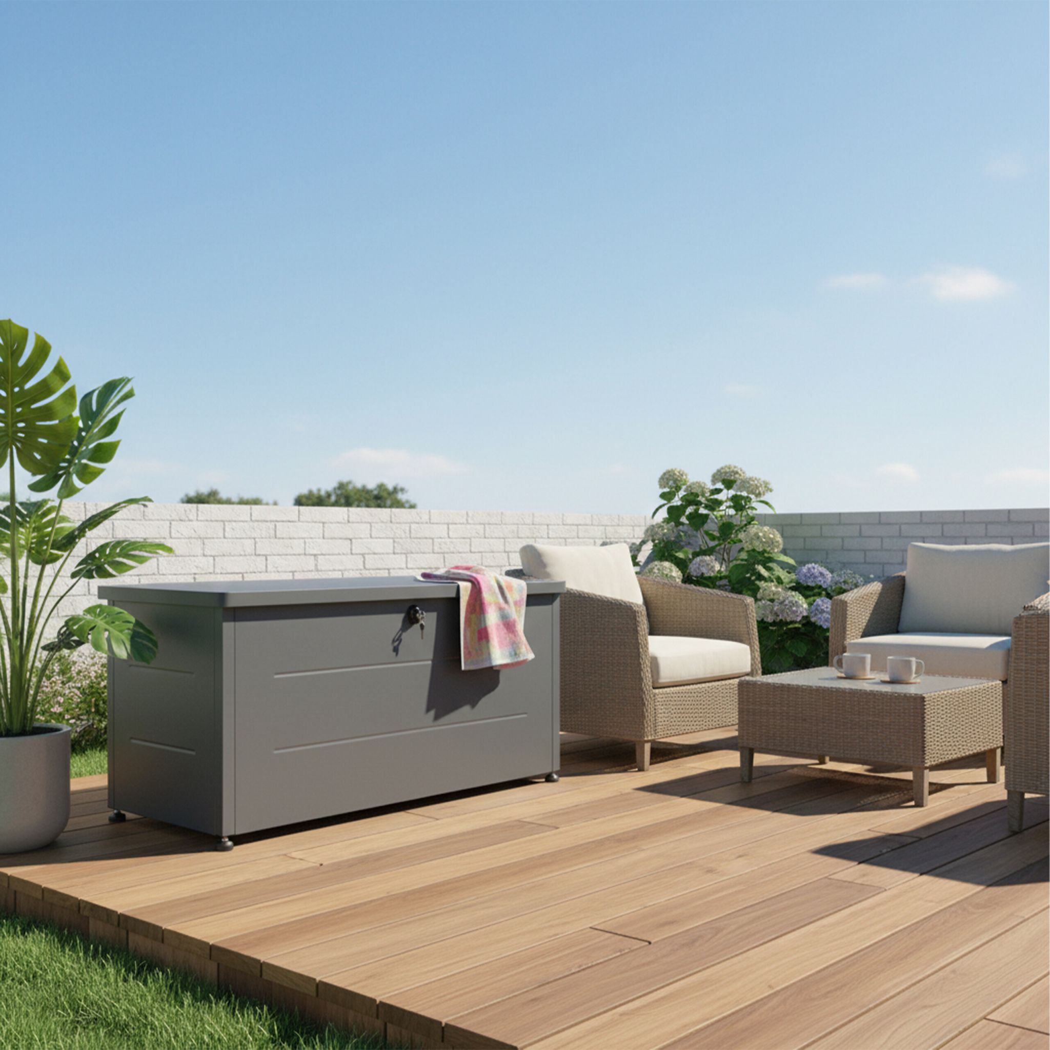 Gartenbox Sitzpolster Schwarz von Relaxdays