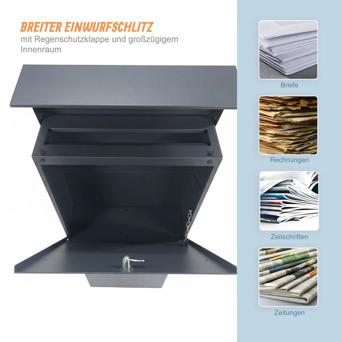 Standbriefkasten Stahl Anthrazit von Relaxdays