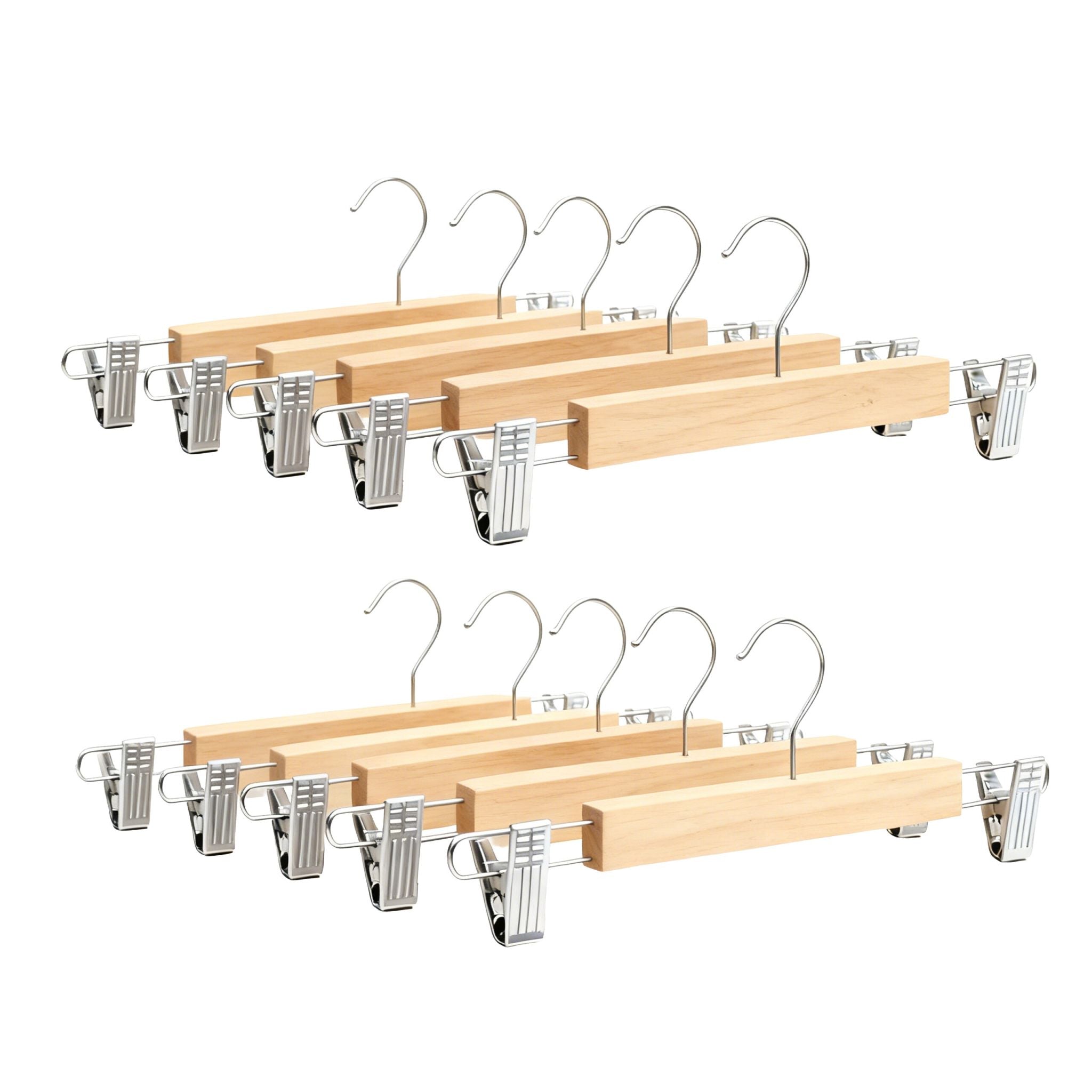 Hosenbügel Holz 10er-Set Hellbraun-Silber von Relaxdays