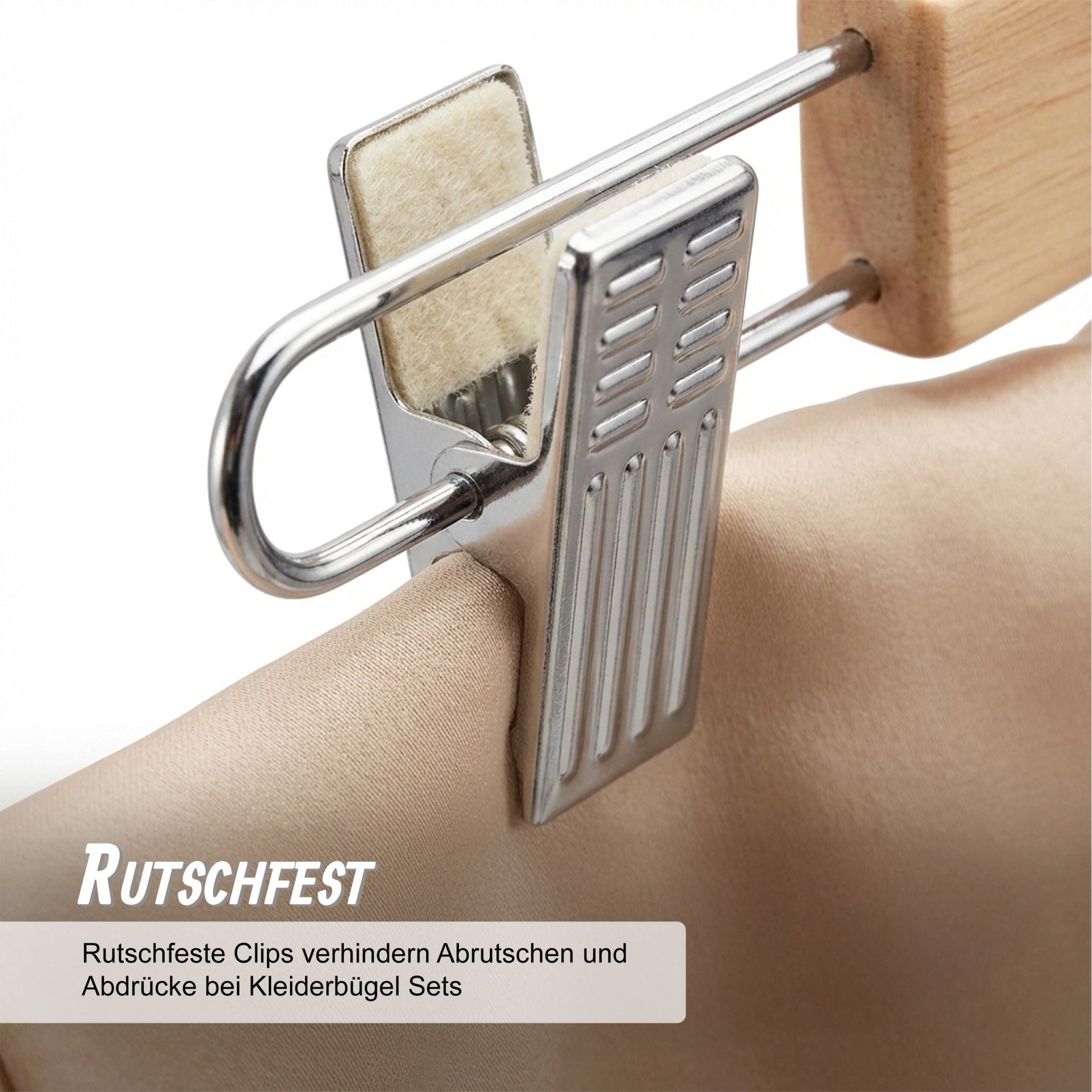Hosenbügel Holz 10er-Set Hellbraun-Silber von Relaxdays