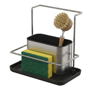 Spülbecken Organizer mit Abtropfschale Schwarz-Silber von Relaxdays