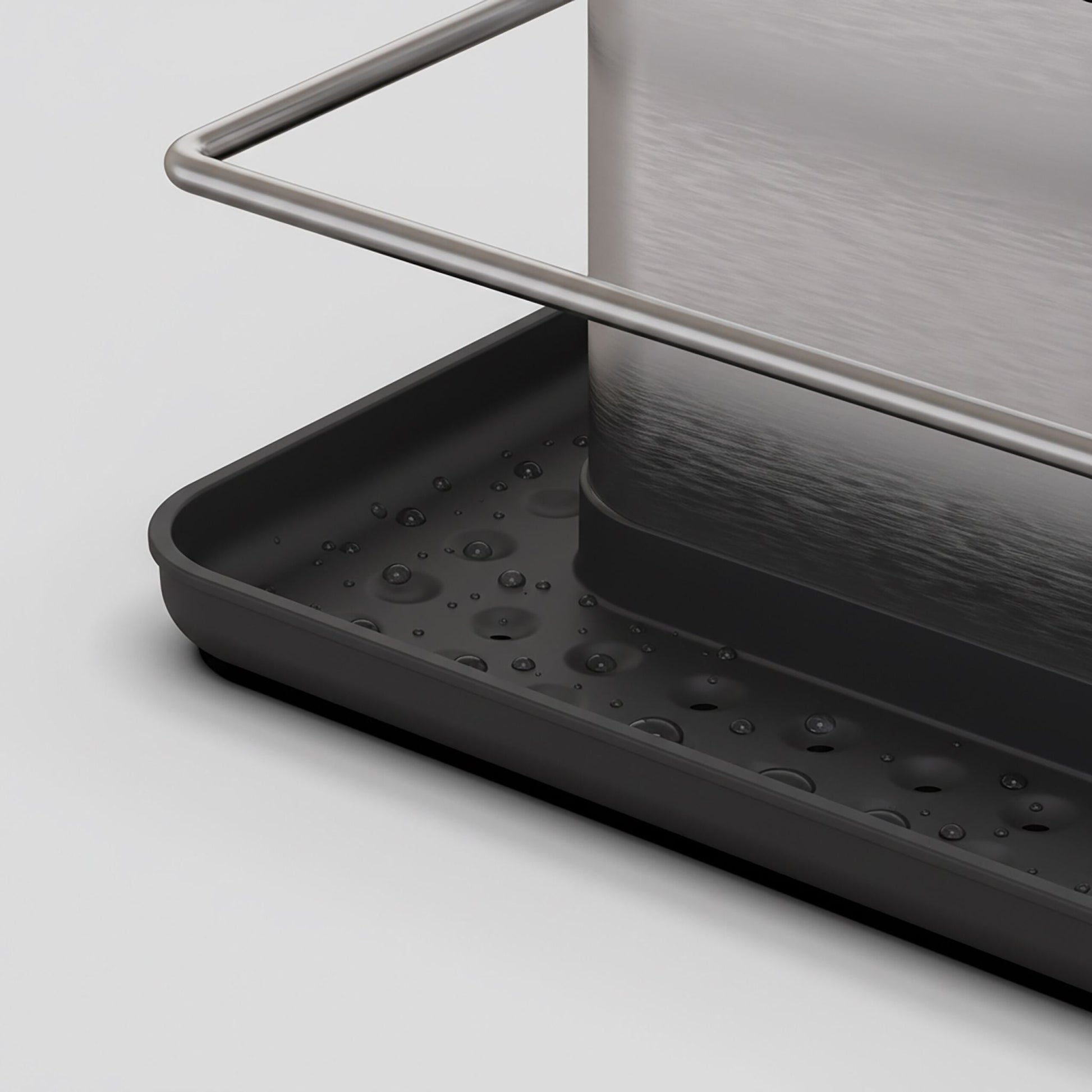 Spülbecken Organizer mit Abtropfschale Schwarz-Silber von Relaxdays