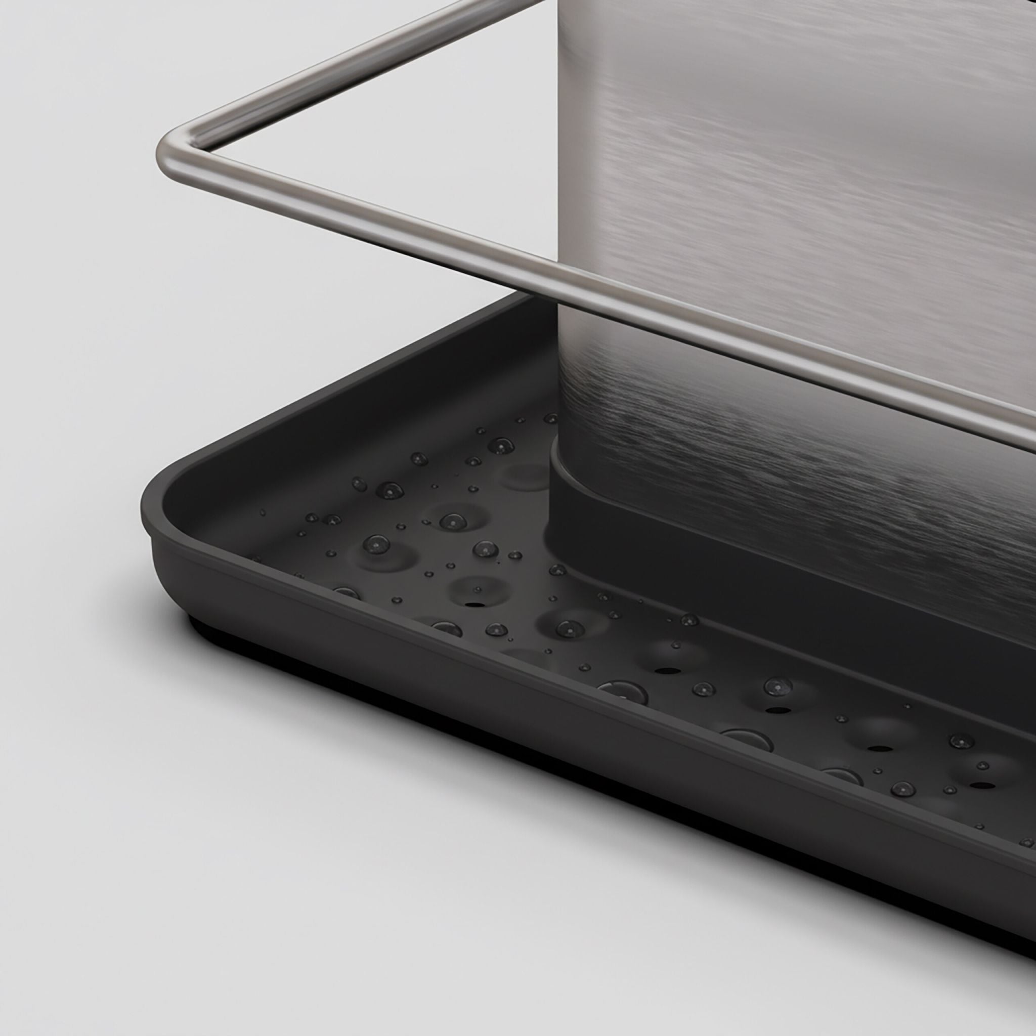 Spülbecken Organizer mit Abtropfschale Schwarz-Silber von Relaxdays