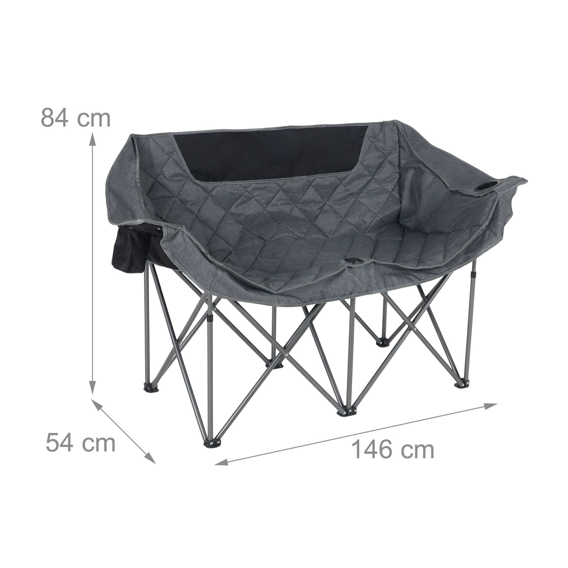 Camping Bank für 2 Personen Schwarz-Grau von Relaxdays