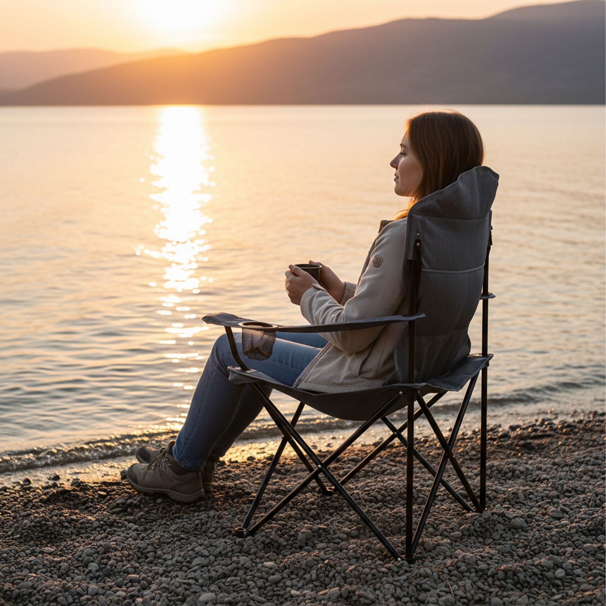 Klappbarer Campingstuhl Schwarz-Grau von Relaxdays