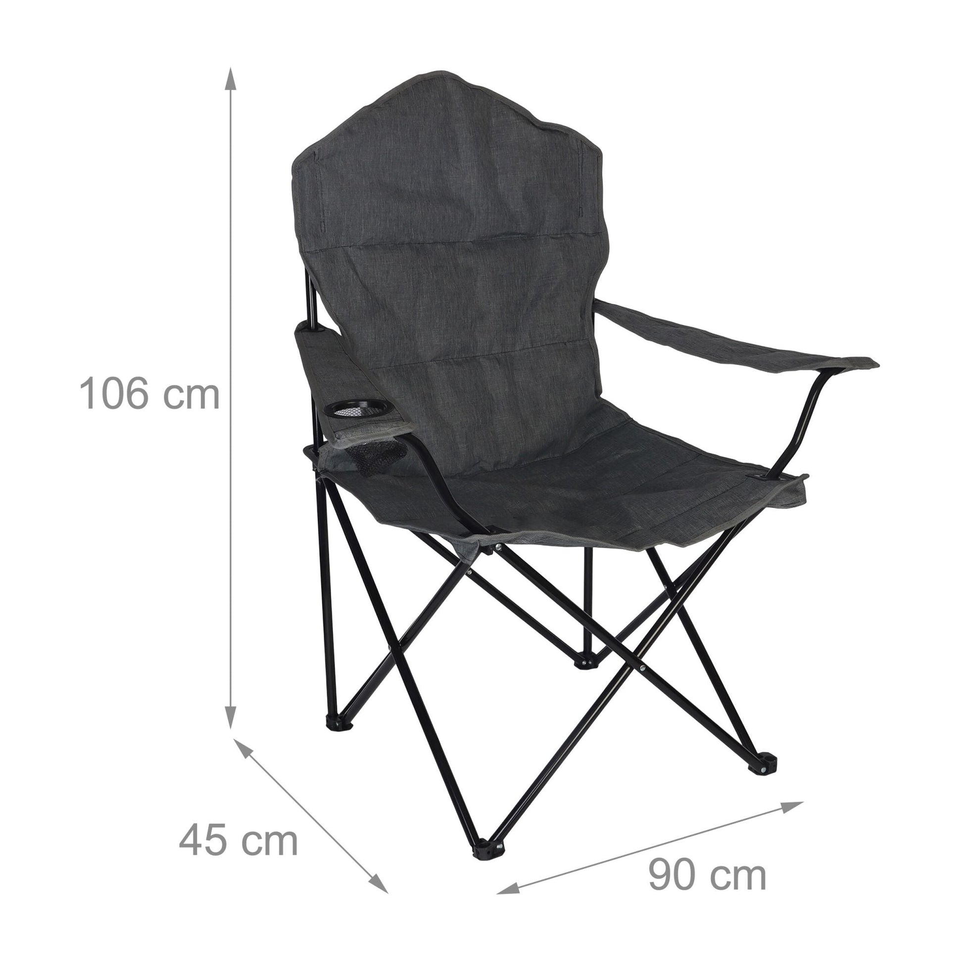 Klappbarer Campingstuhl Schwarz-Grau von Relaxdays