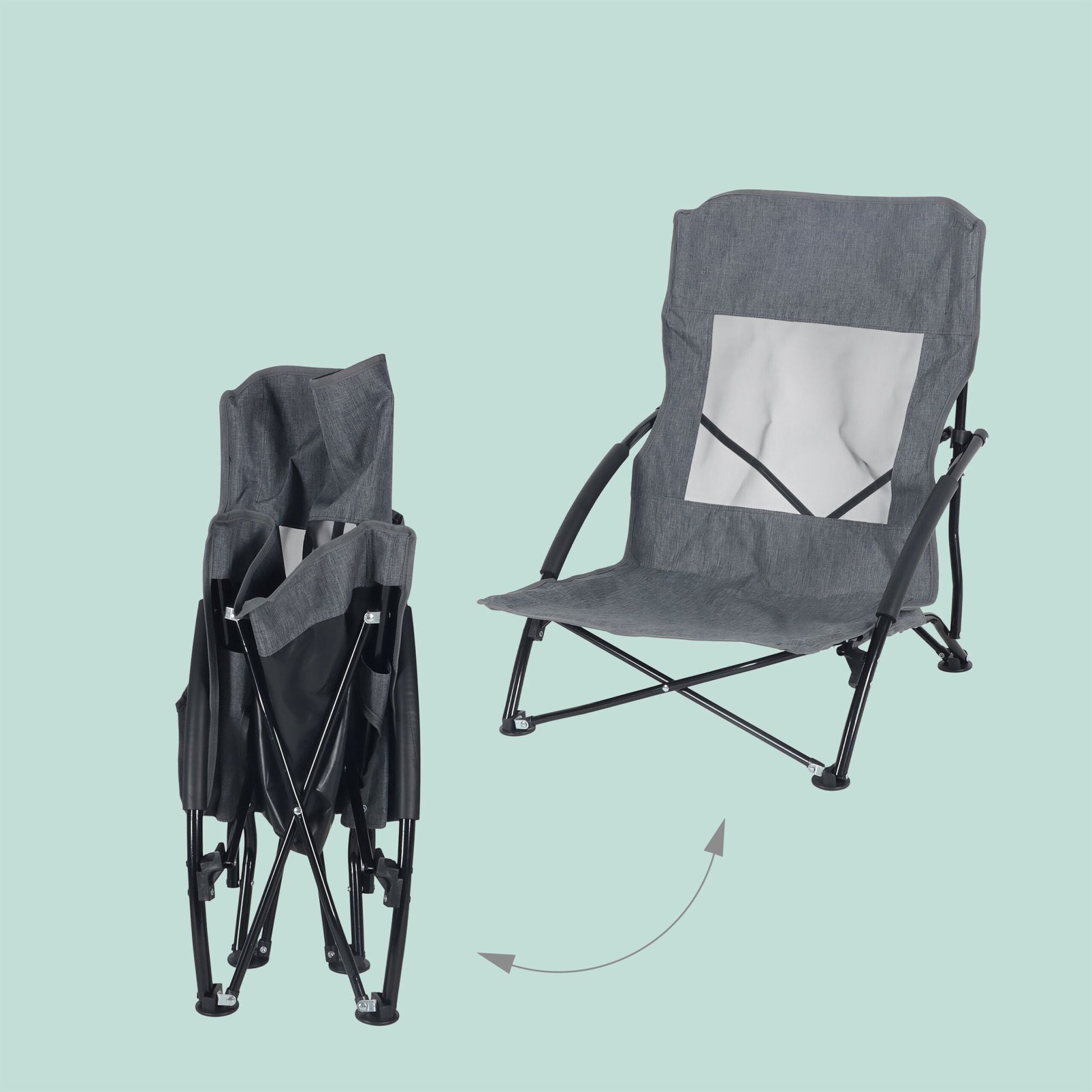 Faltbarer Strandstuhl 2er-Set Schwarz-Grau von Relaxdays