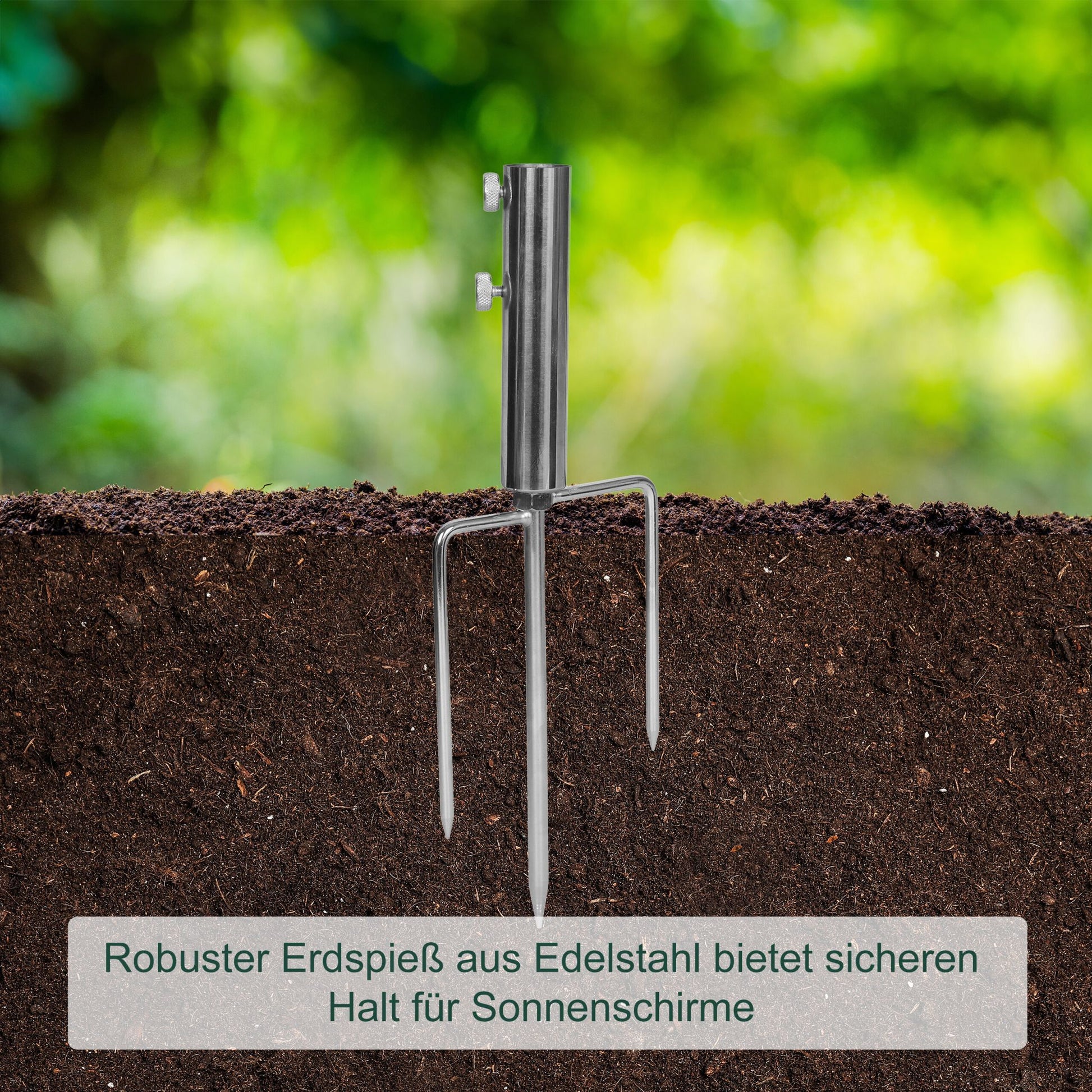 Rasendorn für Sonnenschirm 22-25 mm Silber von Relaxdays