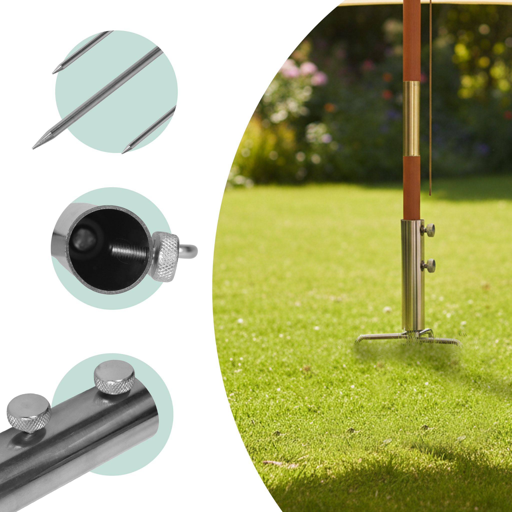 Rasendorn für Sonnenschirm 22-25 mm Silber von Relaxdays