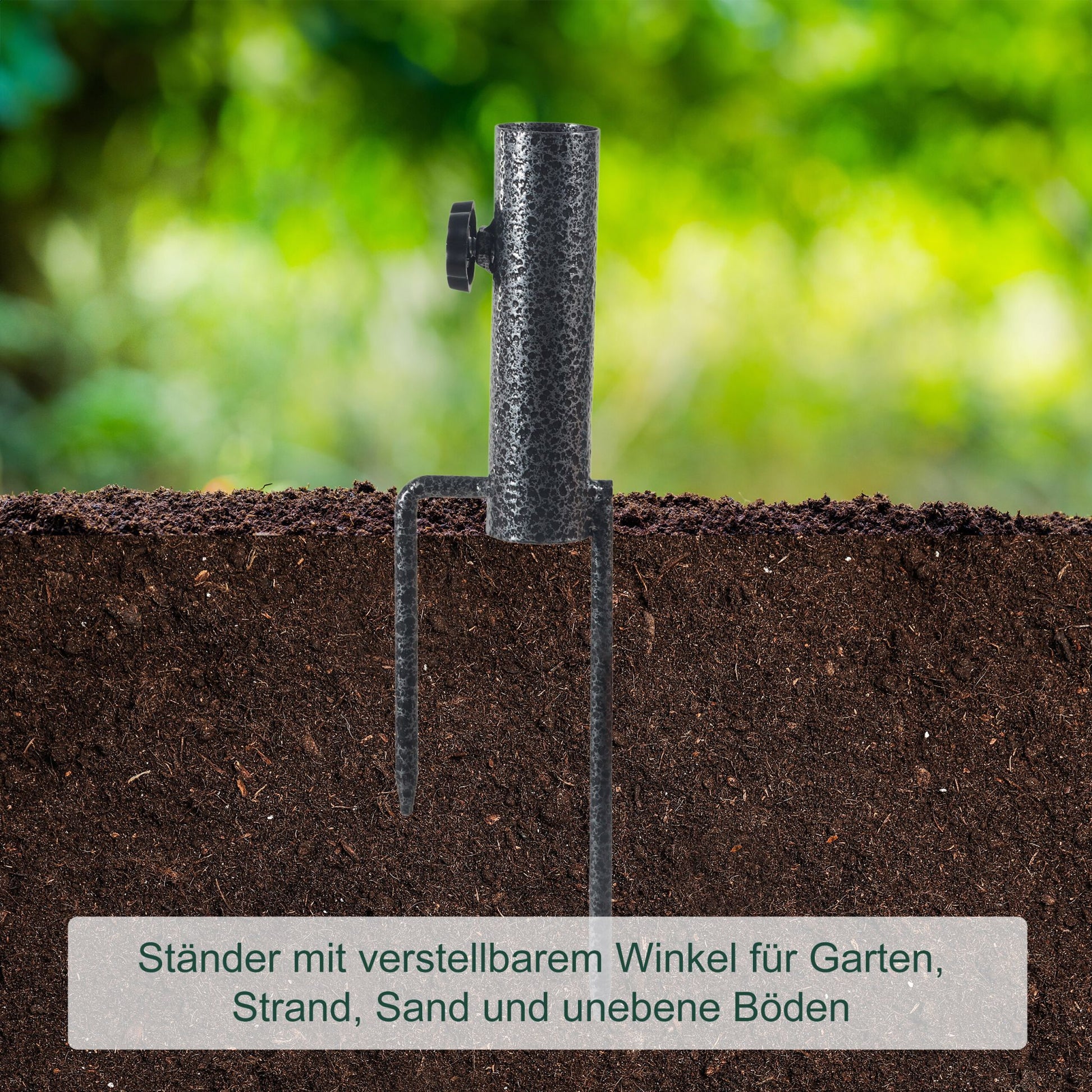 Rasendorn für Sonnenschirm 25-32 mm Anthrazit von Relaxdays