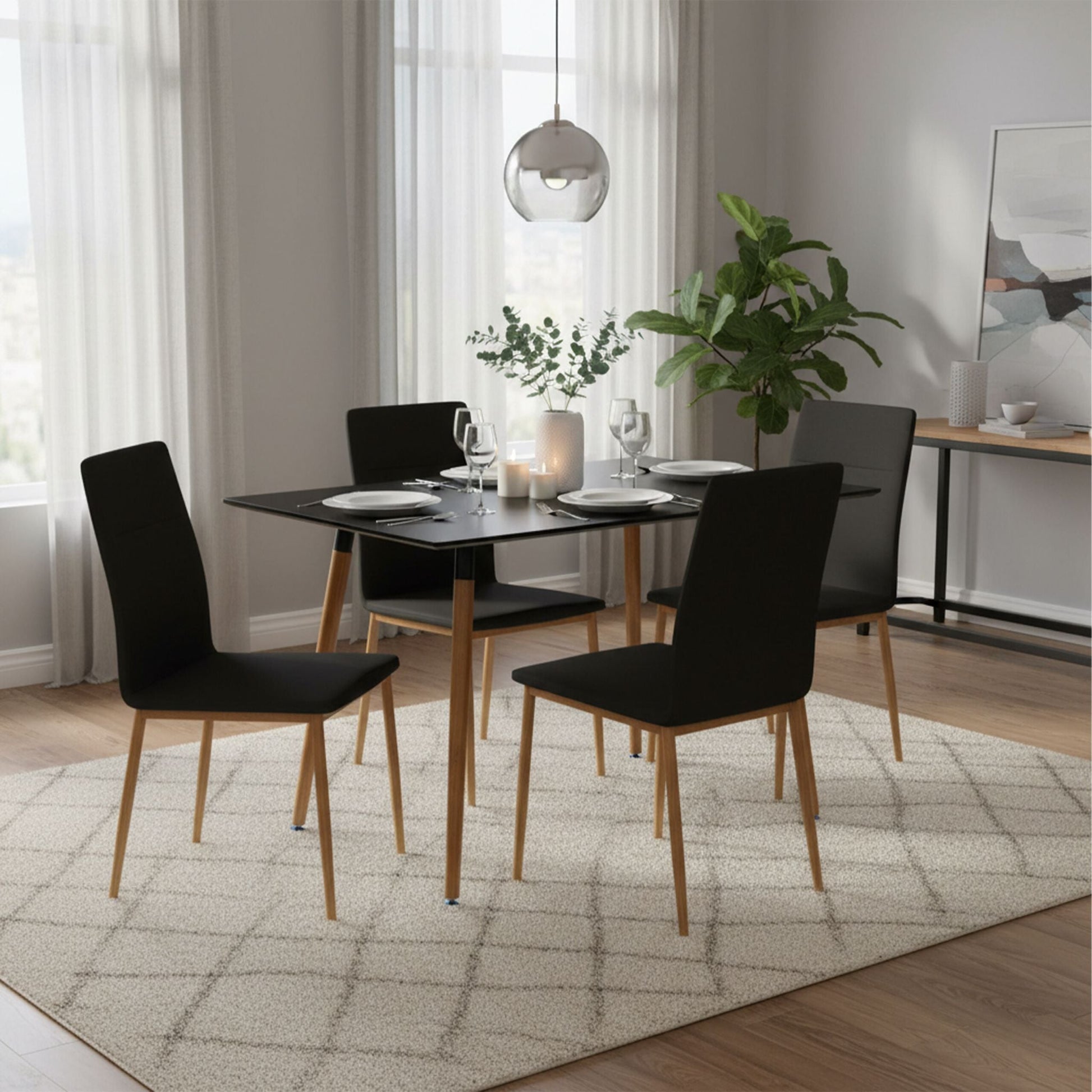 Eckiger Esstisch mit Bambusbeinen Hellbraun von Relaxdays