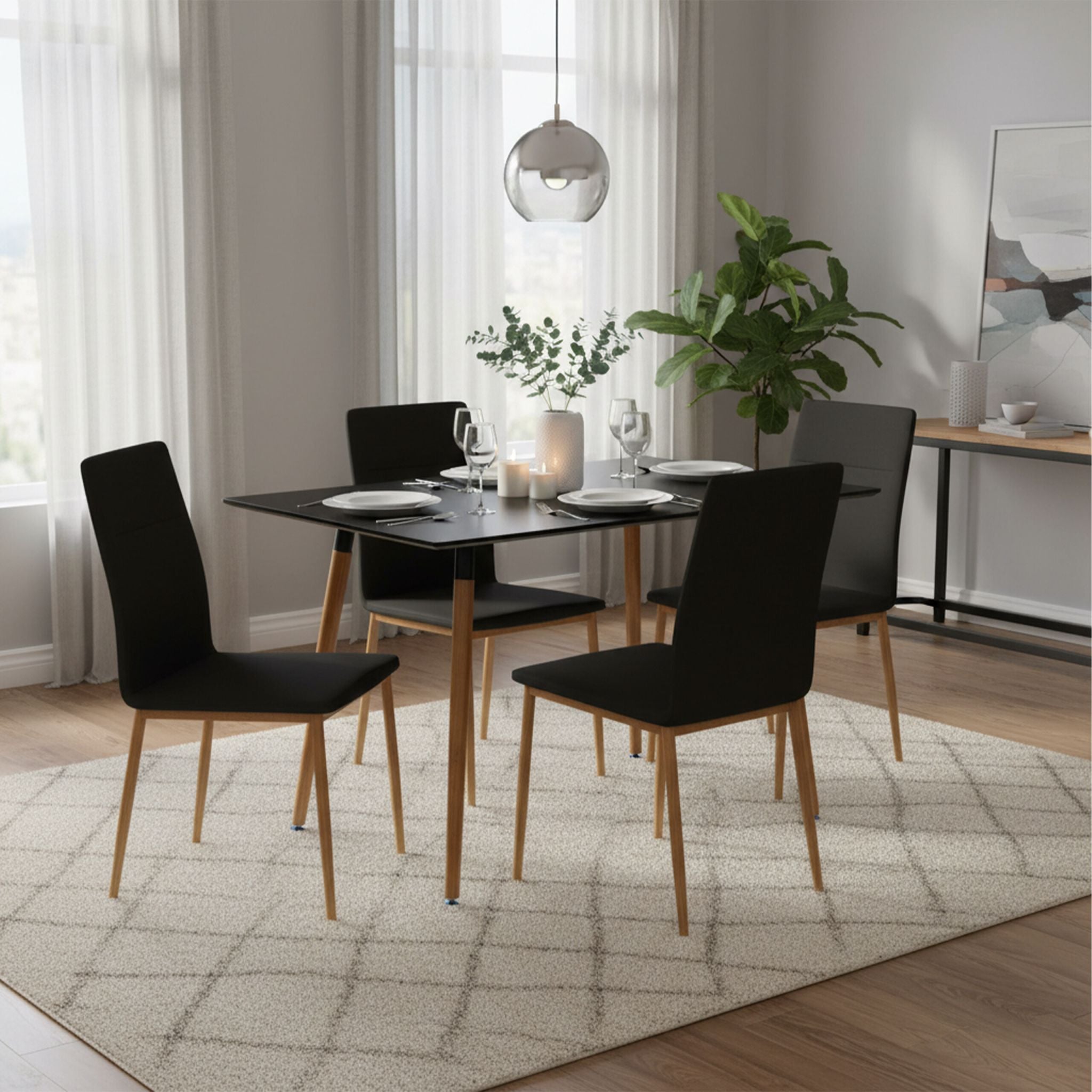 Eckiger Esstisch mit Bambusbeinen Hellbraun von Relaxdays