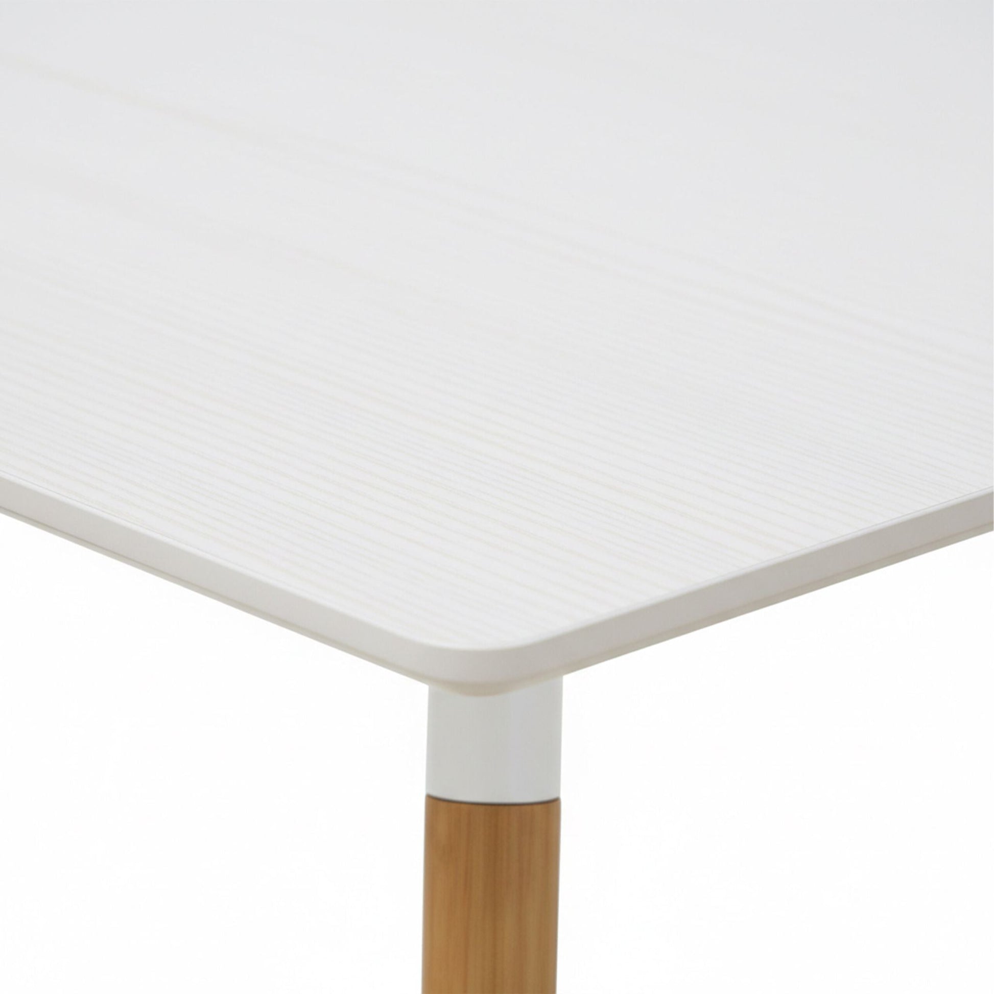 Eckiger Esstisch mit Bambusbeinen Weiss-Hellbraun von Relaxdays
