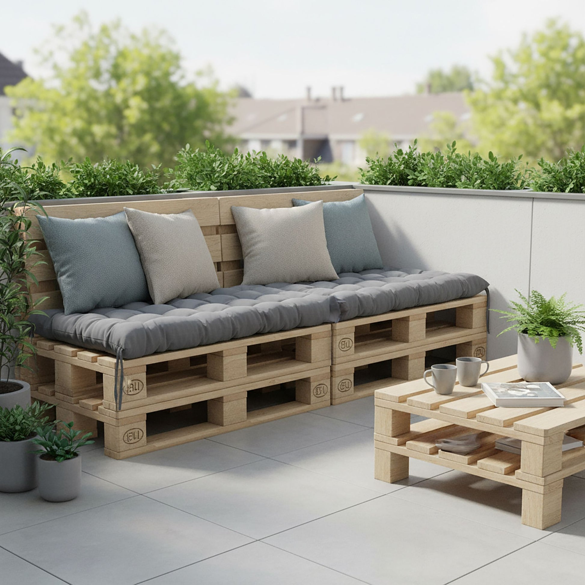 Gesteppte Bankauflage Grau von Relaxdays