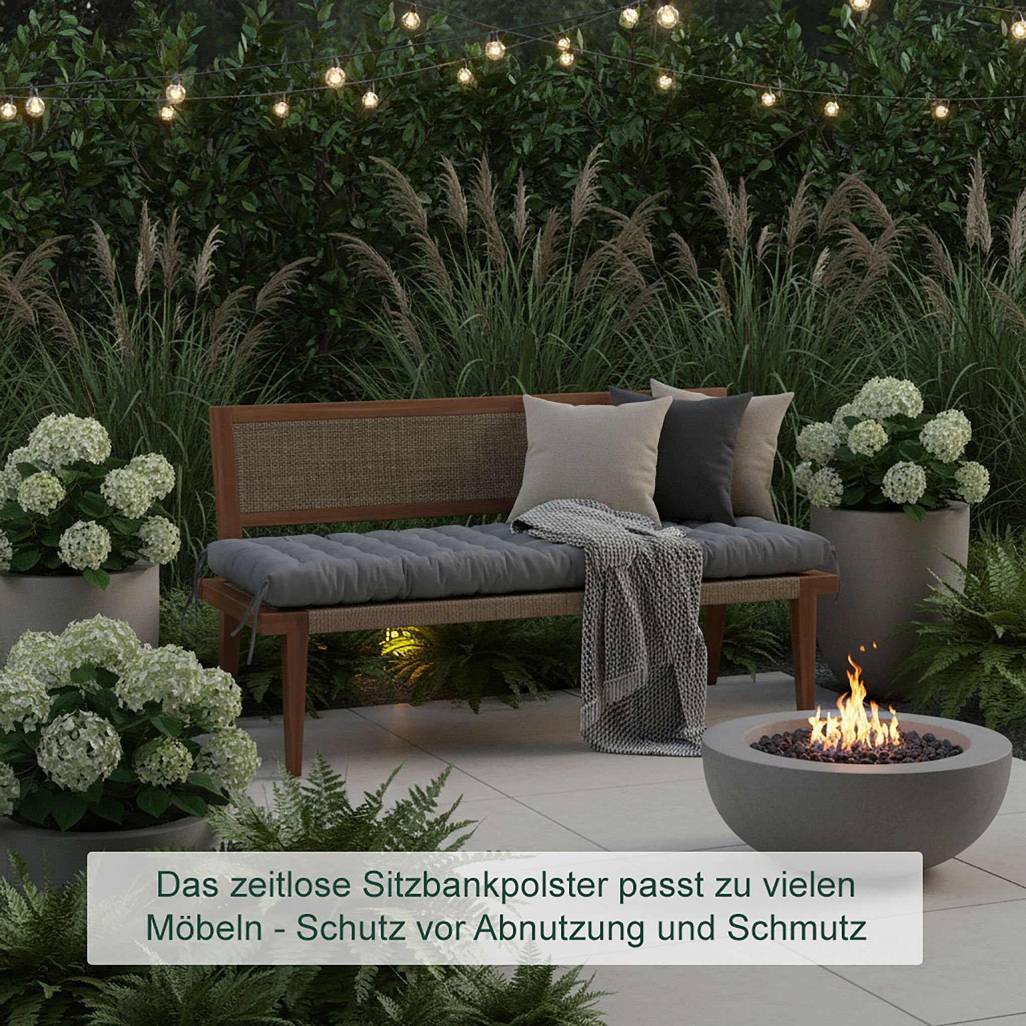 Gesteppte Bankauflage Grau von Relaxdays
