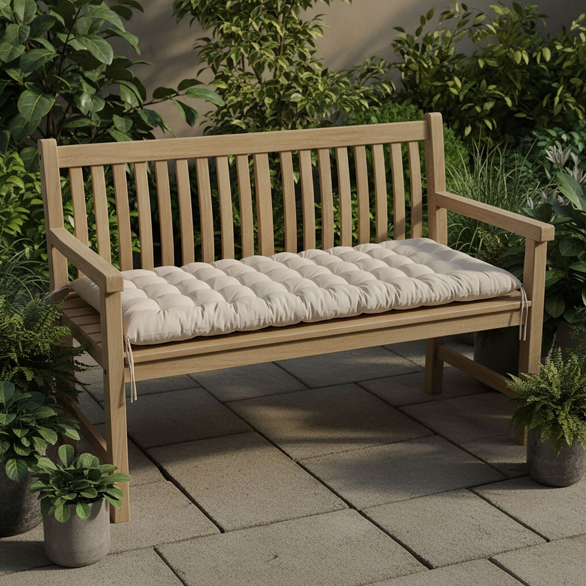 Gesteppte Bankauflage Beige von Relaxdays