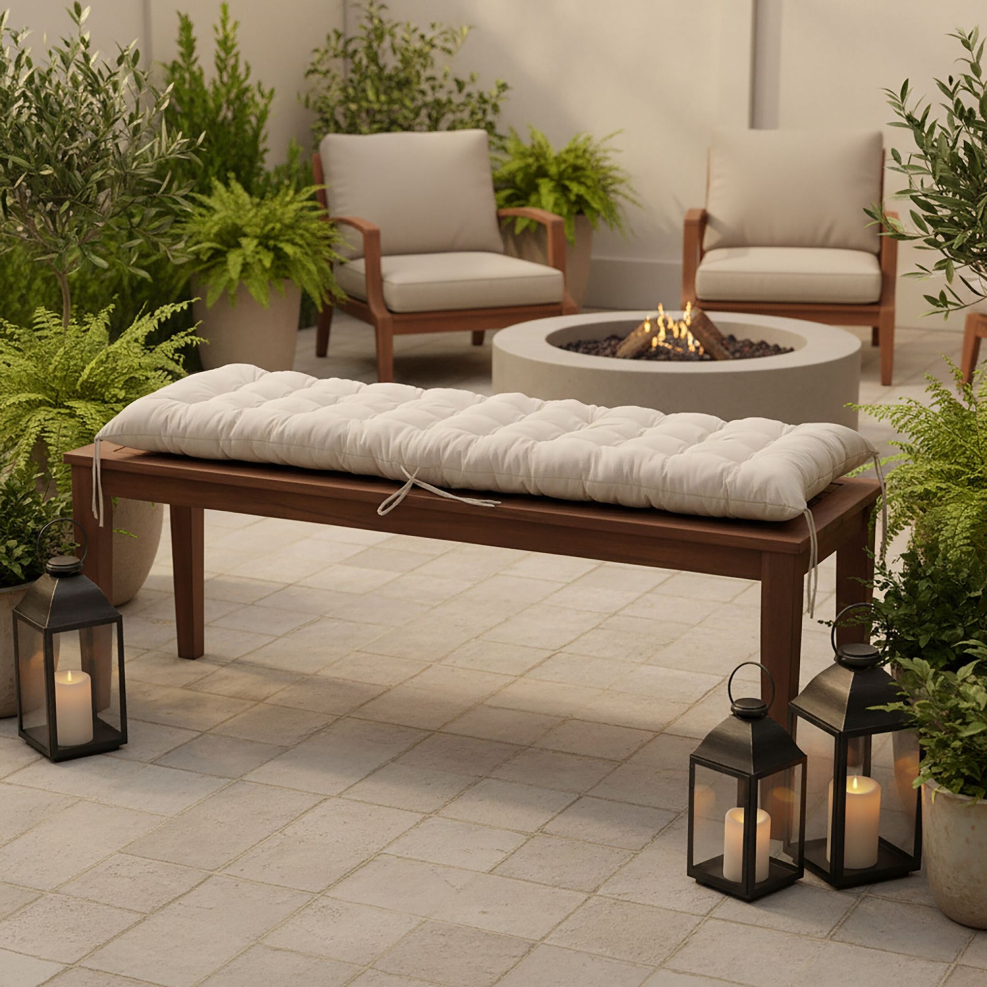 Gesteppte Bankauflage Beige von Relaxdays