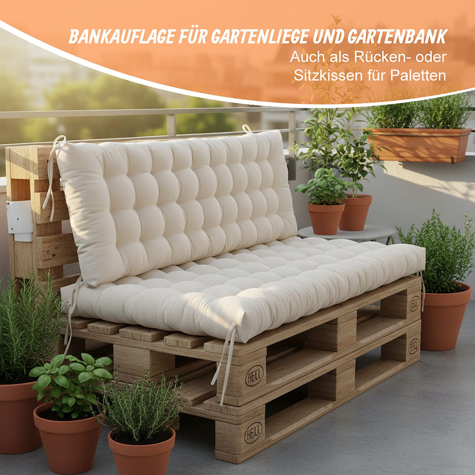 Gesteppte Bankauflage Beige von Relaxdays