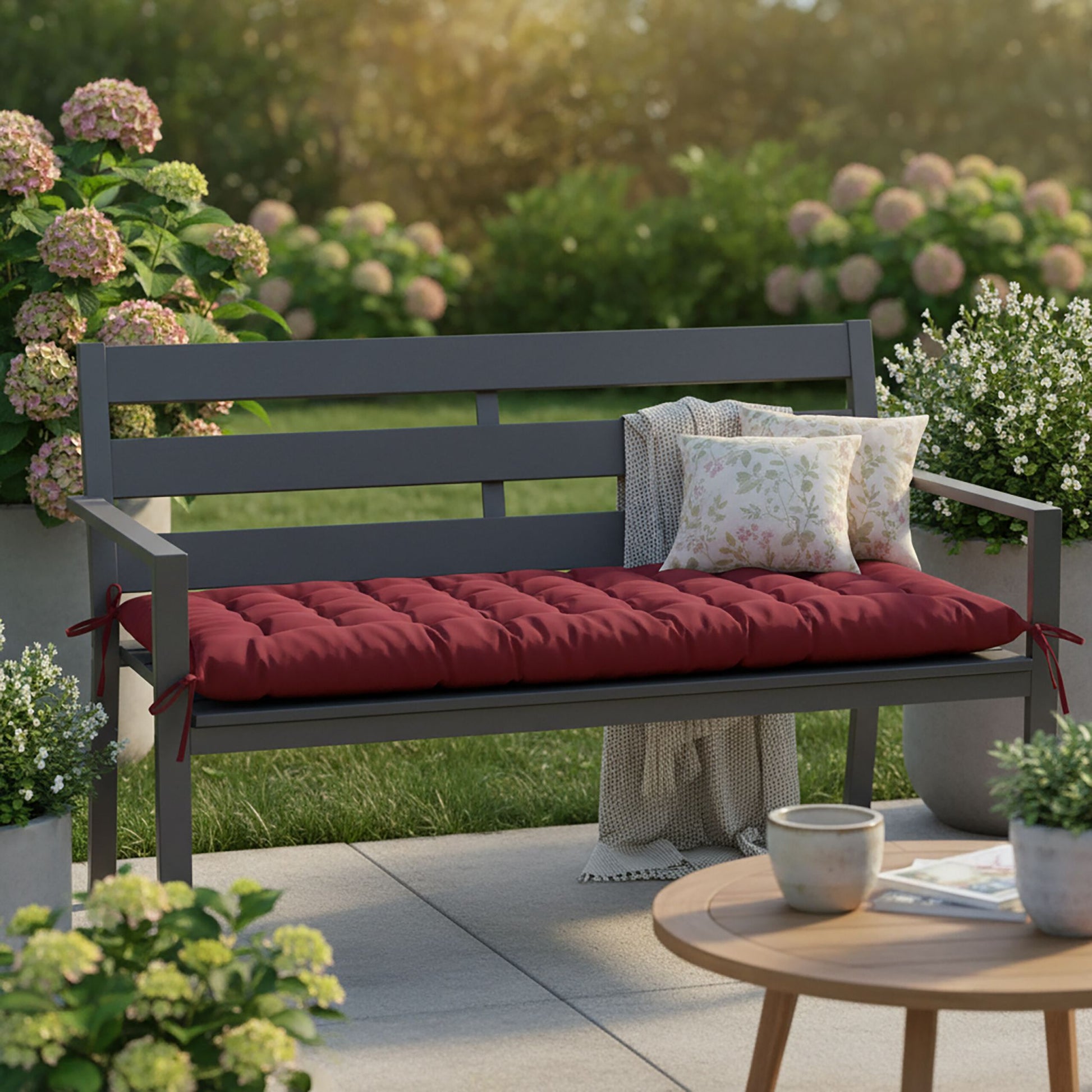 Gesteppte Bankauflage Dunkelrot von Relaxdays