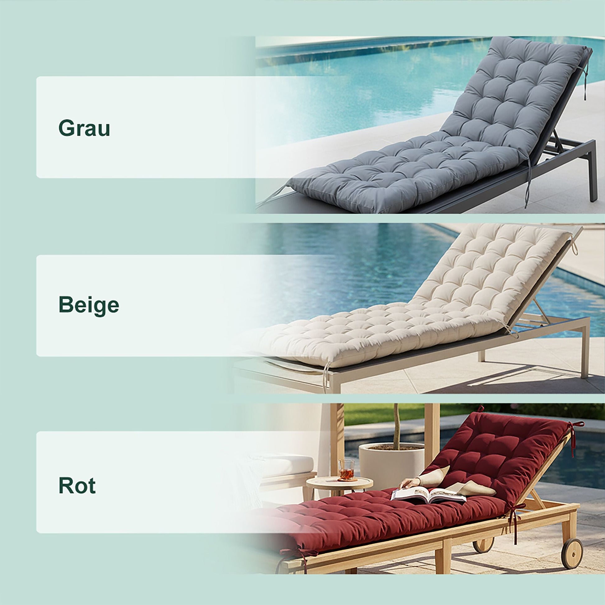 Gesteppte Bankauflage Dunkelrot von Relaxdays