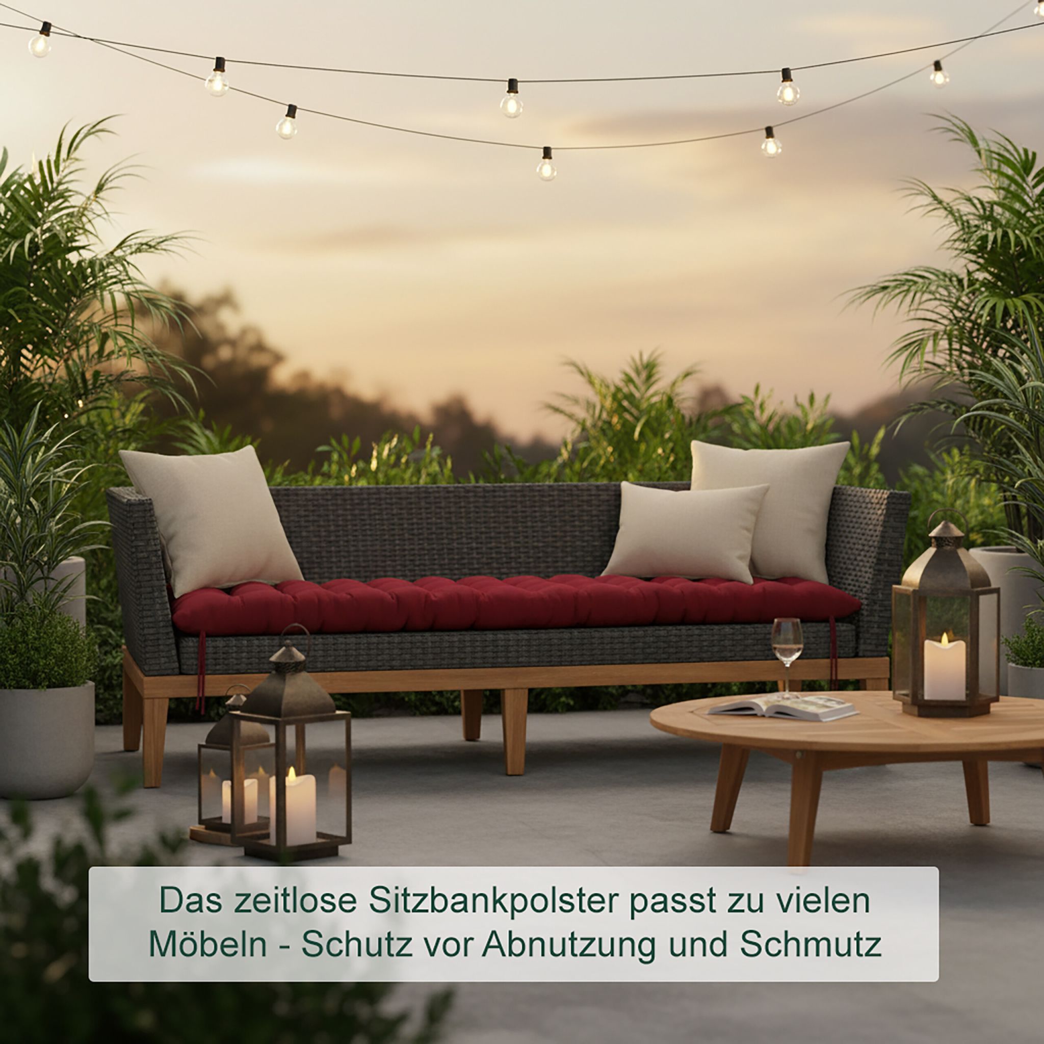 Gesteppte Bankauflage Dunkelrot von Relaxdays
