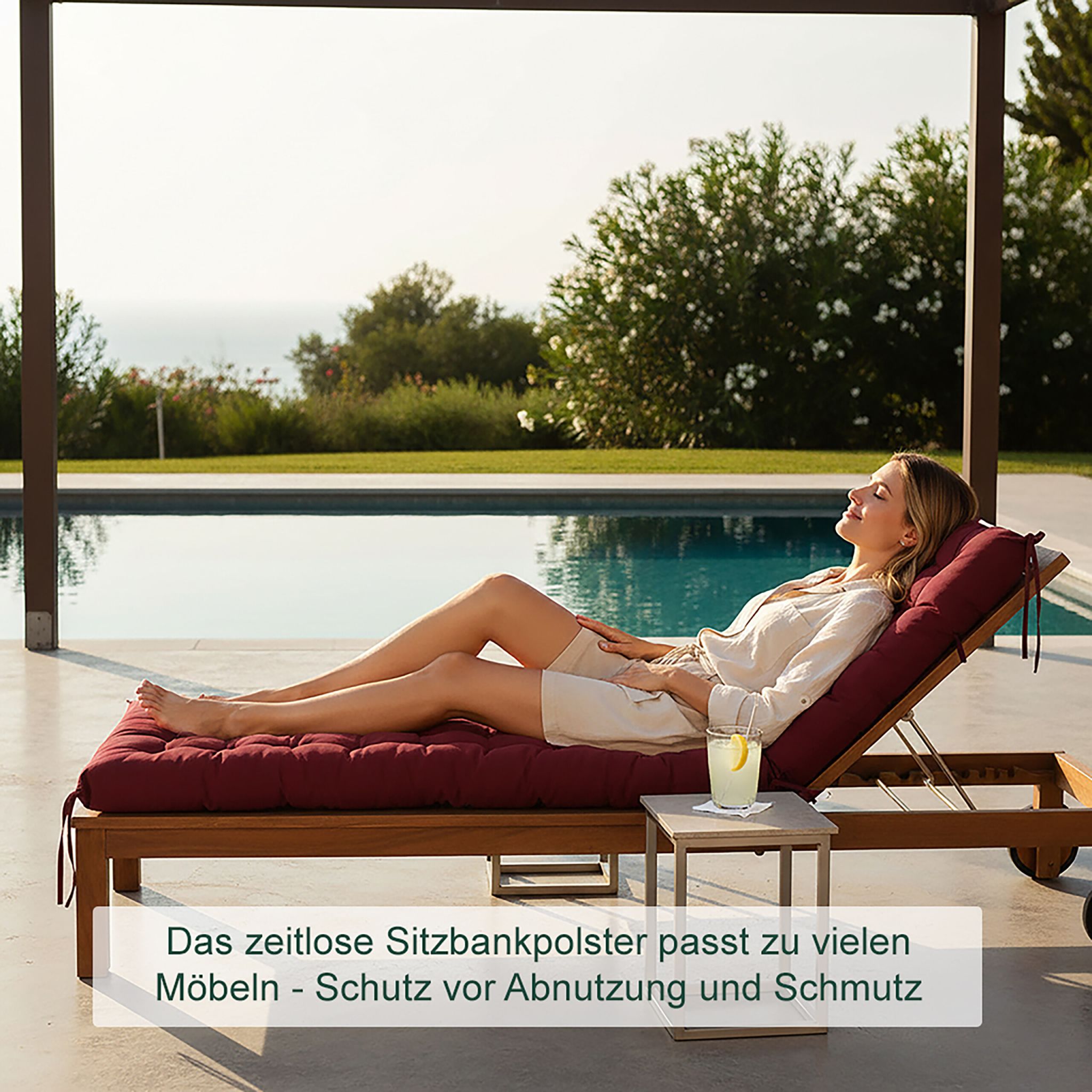 Gesteppte Bankauflage Dunkelrot von Relaxdays