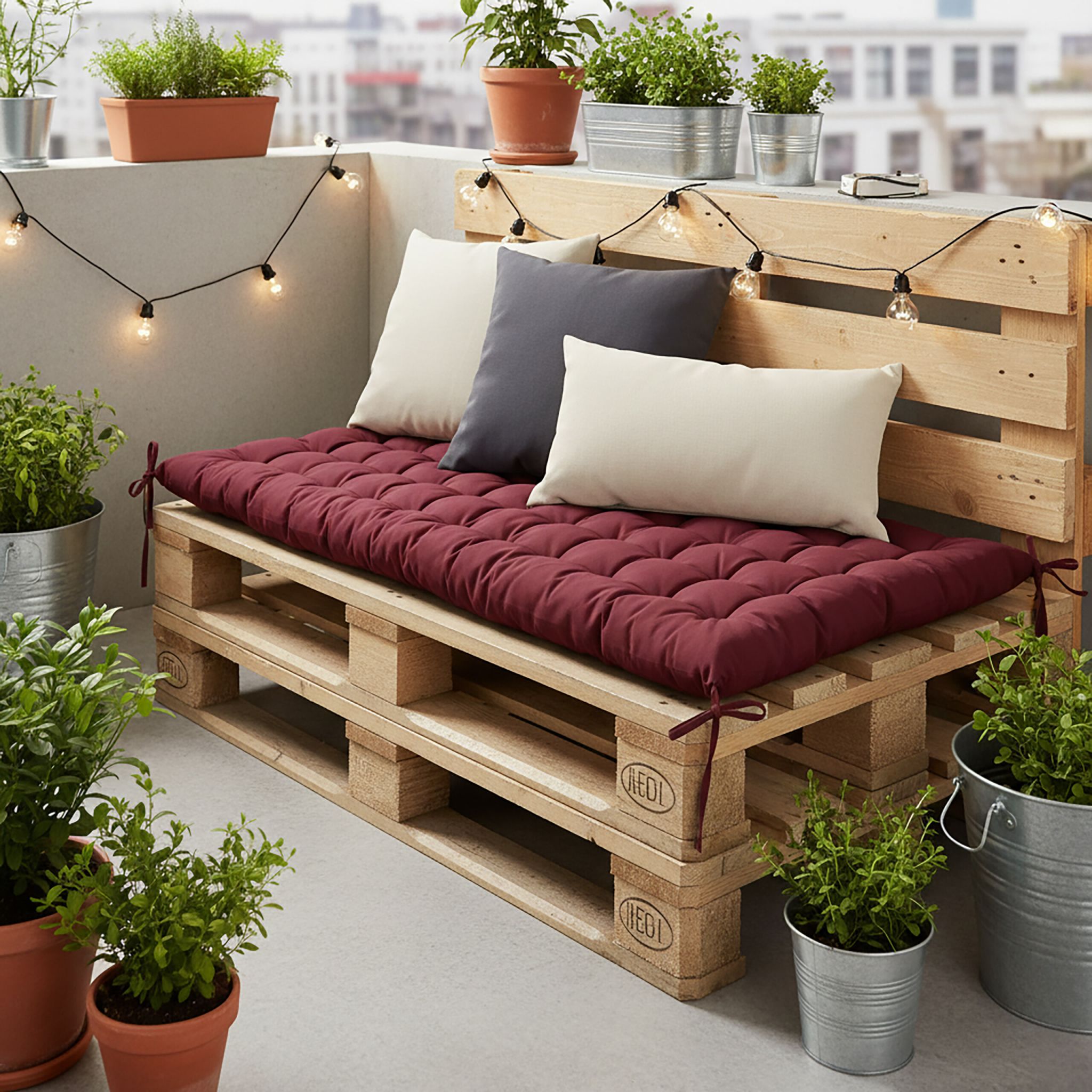 Gesteppte Bankauflage Dunkelrot von Relaxdays