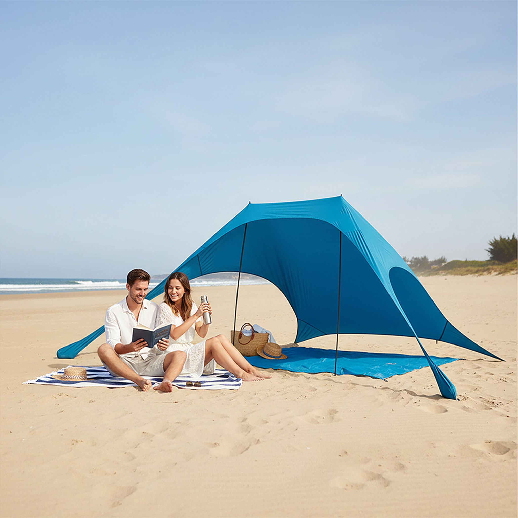 Sonnensegel für den Strand Blau von Relaxdays