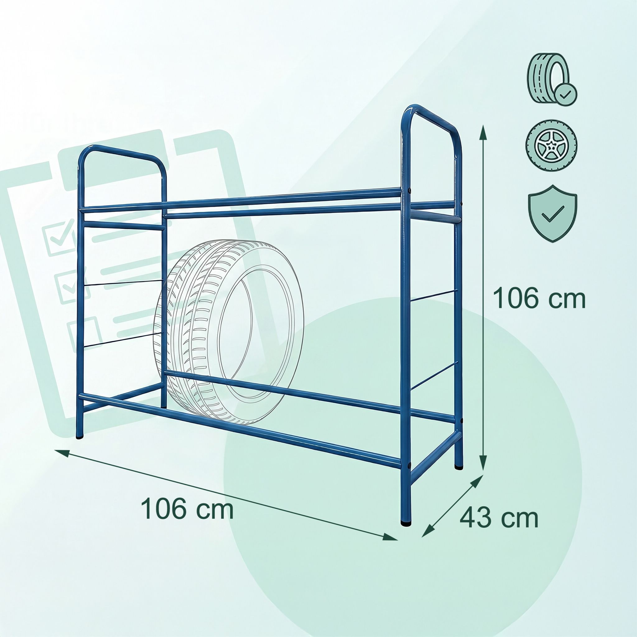 Reifenregal Stahl Blau von Relaxdays