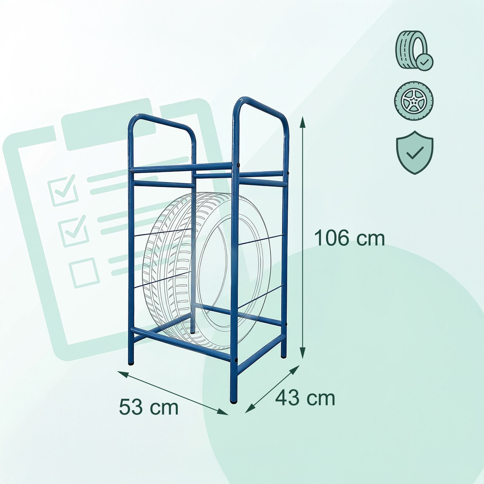 Reifenregal Stahl Blau von Relaxdays