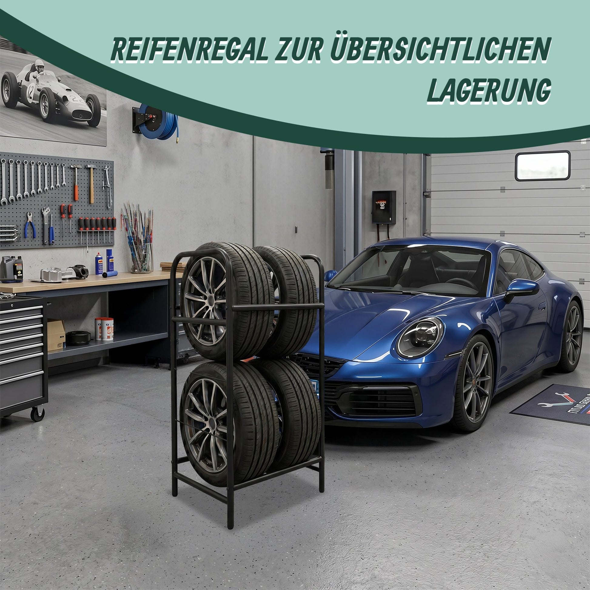 Reifenregal Stahl Schwarz von Relaxdays