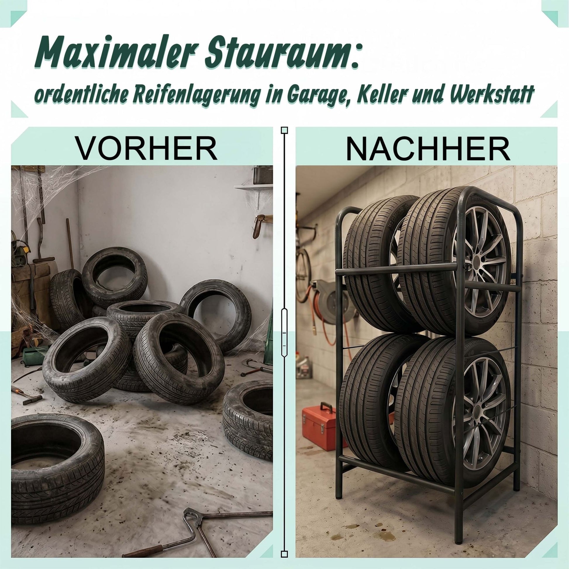 Reifenregal Stahl Schwarz von Relaxdays