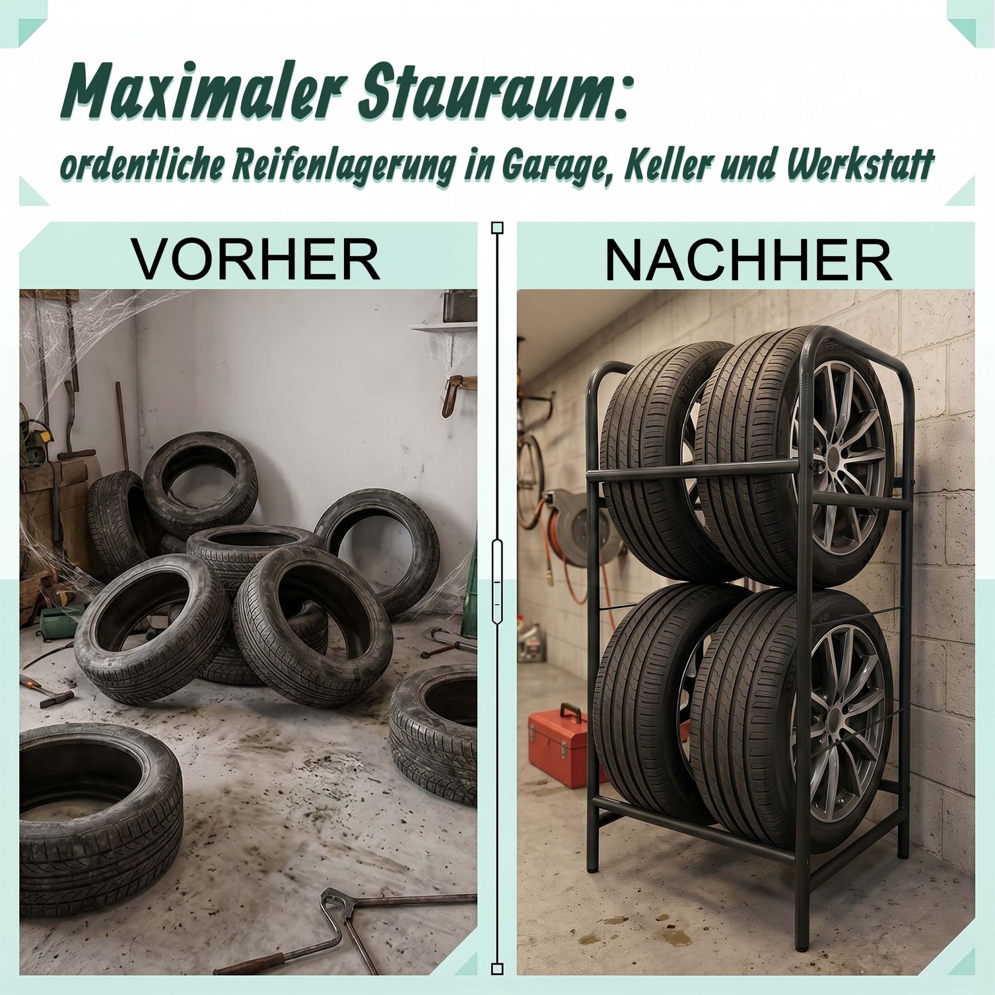 Reifenregal Stahl Schwarz von Relaxdays